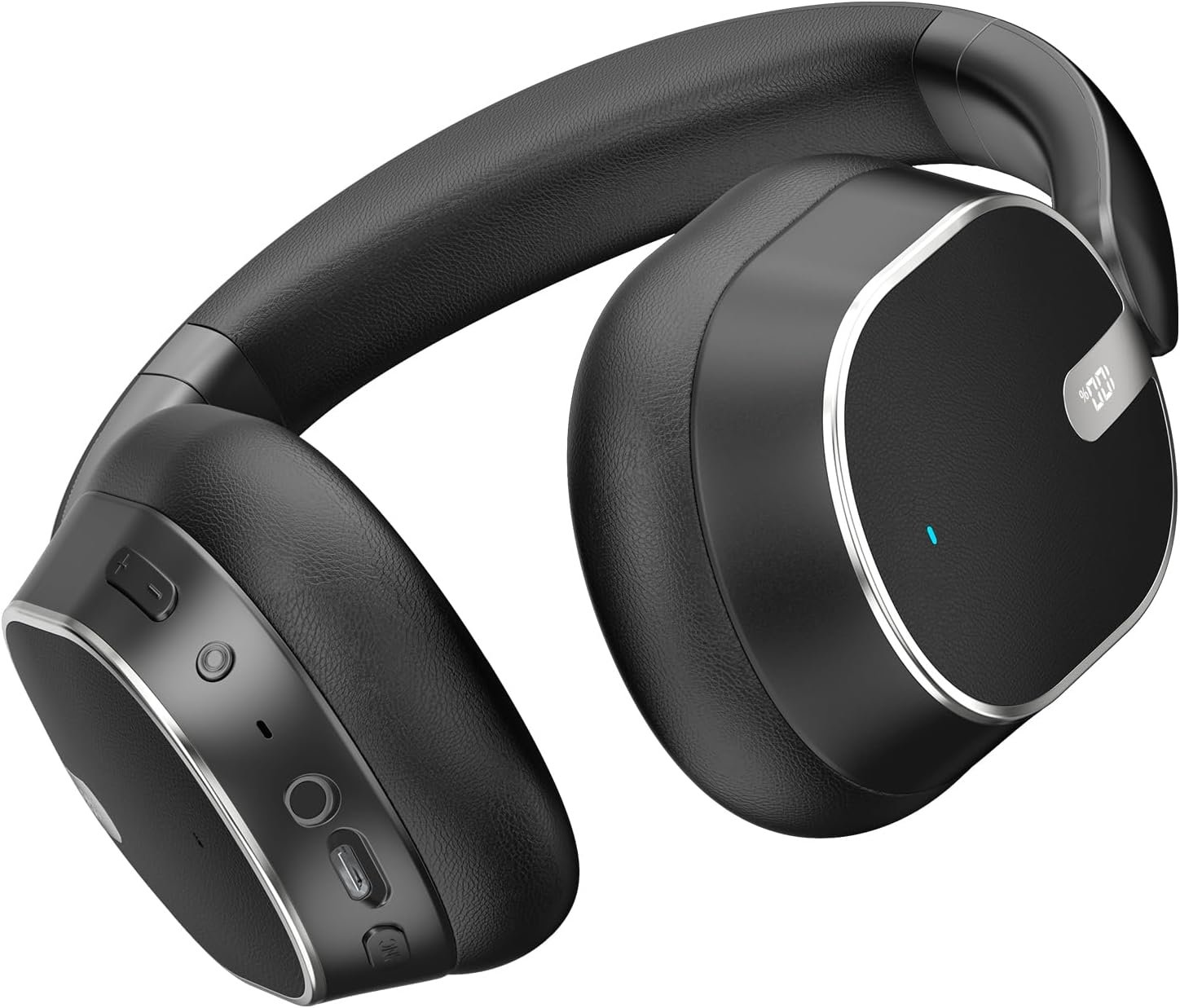 Hybrid Active Noise Cancelling Bluetooth Headphones Bluetooth 6.0 Over Ear Wireless-Linght Black