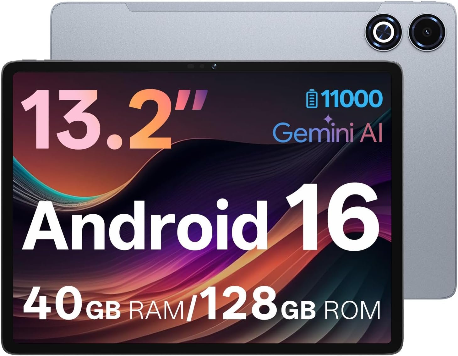 13 Inch Android 16 Tablet, 40GB+128GB+2TB Expand, 1600*2240 90Hz 𝟐𝐊 IPS Display, 11000mAh Battery+ 20W Fast Charging, 2.2GHz Octa-Core Processor, Wi-Fi & BT5.0, GPS, Large Screen Tablet with Case