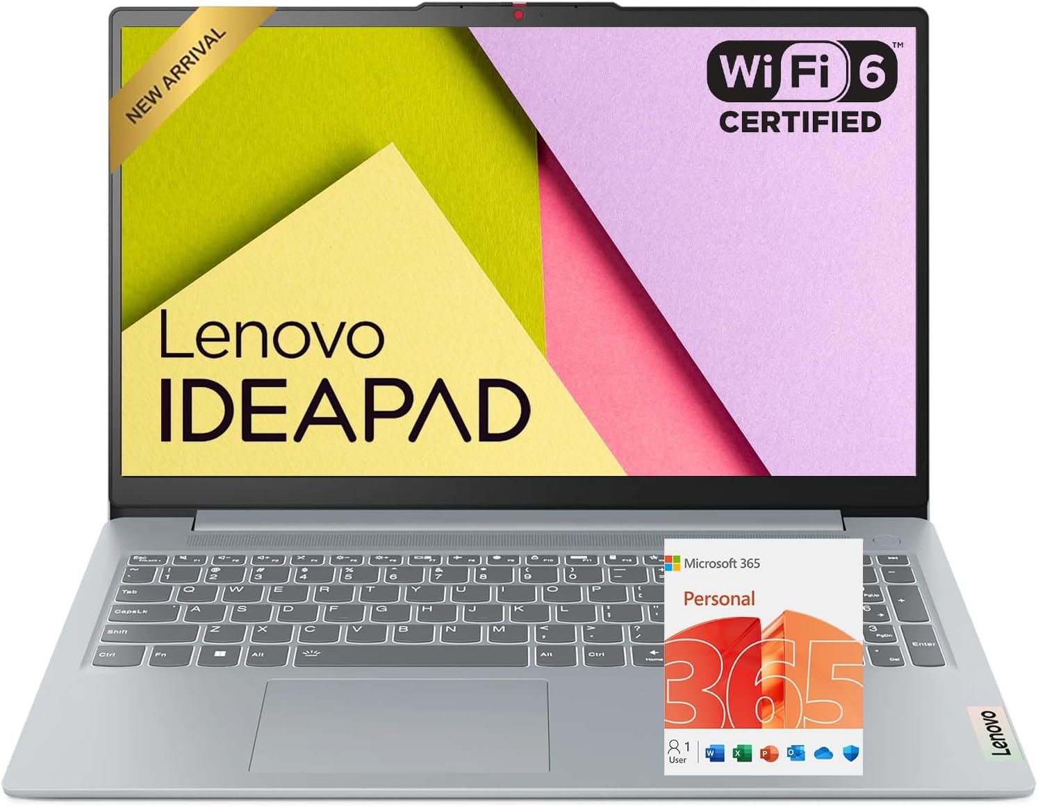 Lenovo IdeaPad Slim 3i • 15.6″ FHD Laptop with Microsoft Office 365 • Intel 4 Cores • 128GB SSD • DDR5 • Quick Setup, Lightweight • Win 11
