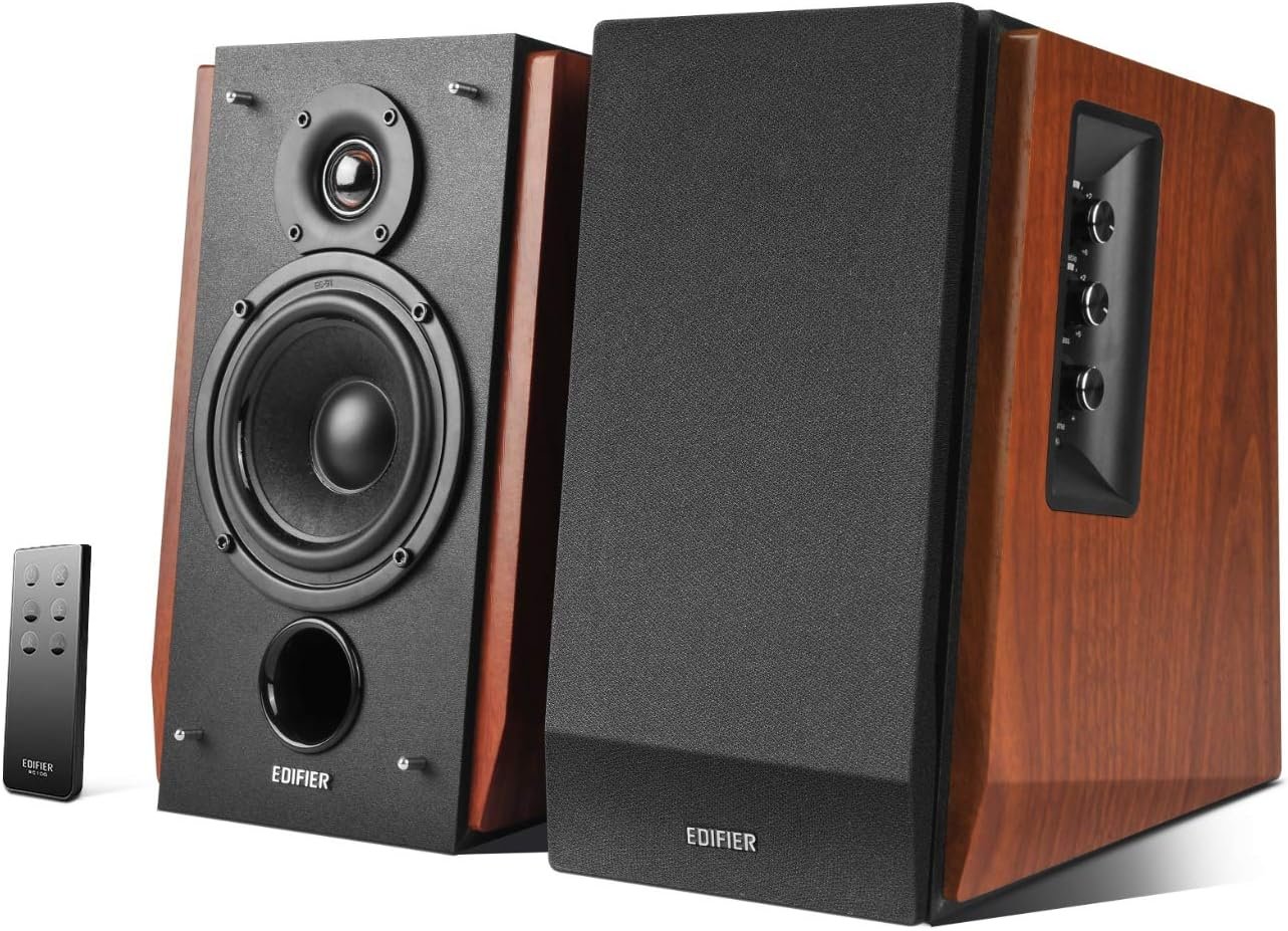 Edifier R1700BT Bluetooth Bookshelf Speaker – Active Near-Field Studio Monitors – Powered Speakers 2 Setup Wooden Enclosure – 66w RMS