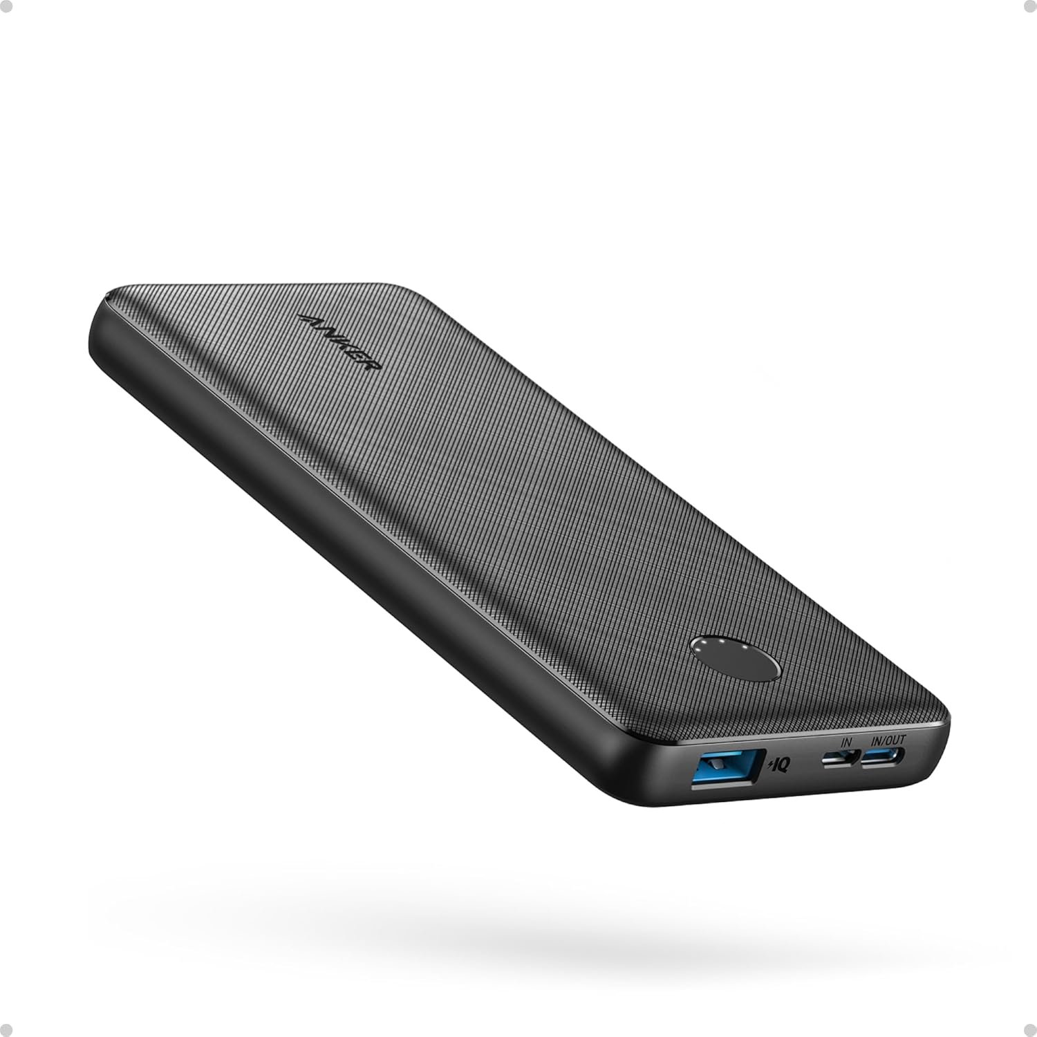Anker Power Bank, 10,000mAh Portable Charger, PowerIQ USB-C Battery Pack | 5V / 3A High-Speed Charging, for iPhone, iPad, and More, Ultra-Compact Travel-Ready Design (Black)