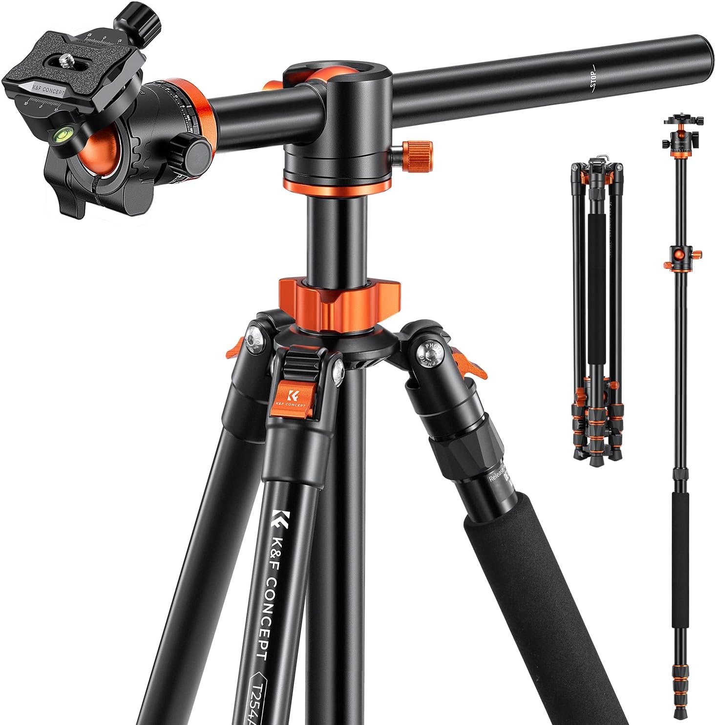 K&F CONCEPT 94 Inch Camera Tripods 4 Section Ultra High Aluminum Professional Detachable Monopod Tripod with 360 Degree Ball Head Quick Release Plate for DSLR SLR Cameras T254A8+BH-28L (SA254T1)