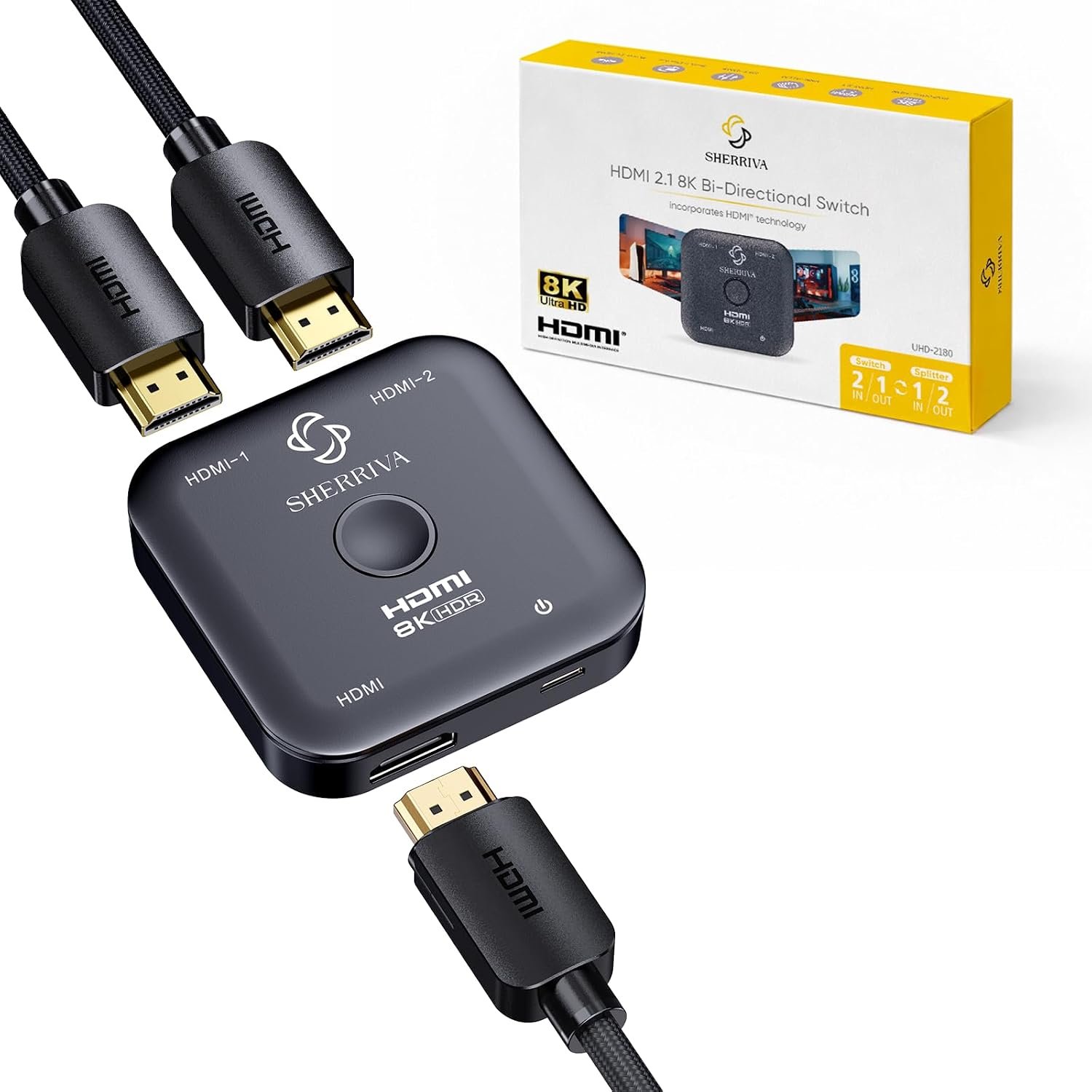 10K 8K HDMI Switch – 2 in 1 Out, Bi-Directional HDMI Switcher, 8K@60Hz, 4K@240Hz, Compatible with PS5, PS4, Xbox, Fire Stick, Apple TV, Projector