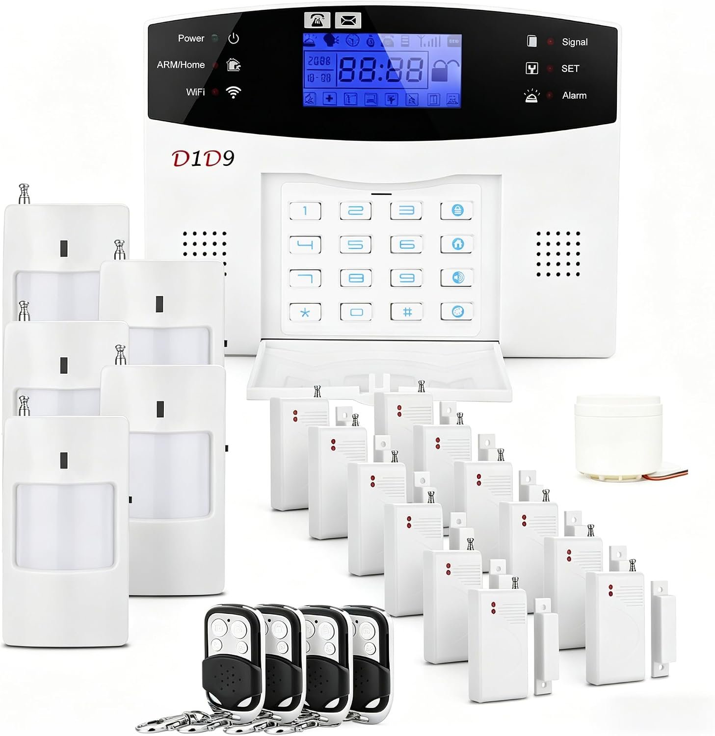 24pcs Wireless DIY Home Burglar Alarm System, 4G WiFi GSM, No Monthly Fee,Home Security with App Alert