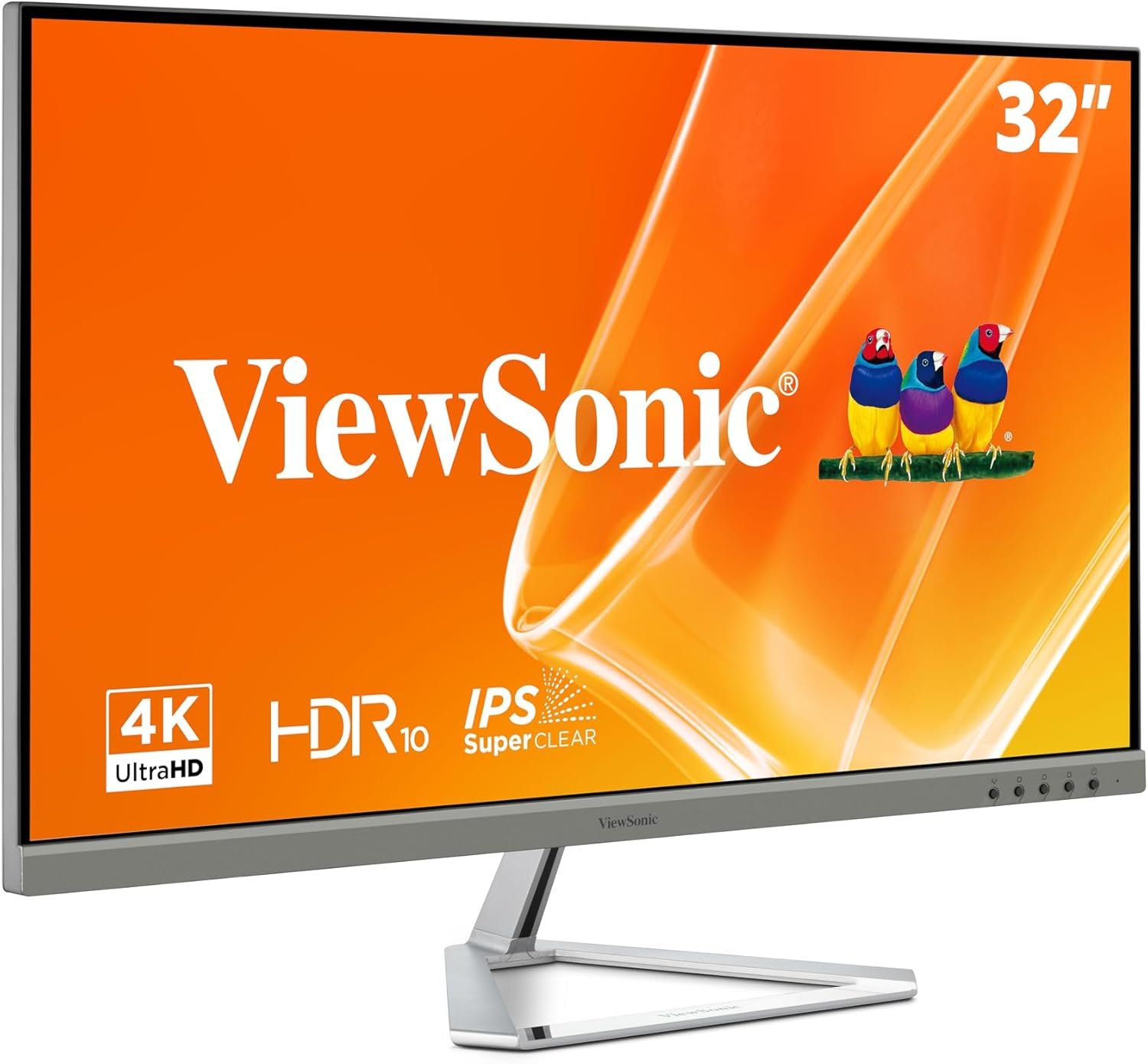 ViewSonic VX3276-4K-MHD 32 Inch 4K Monitor, IPS Display with HDR10 and Eye Care Technology for Ultimate Home and Office Entertainment, Ultra-Thin Bezels, DisplayPort, and HDMI Inputs