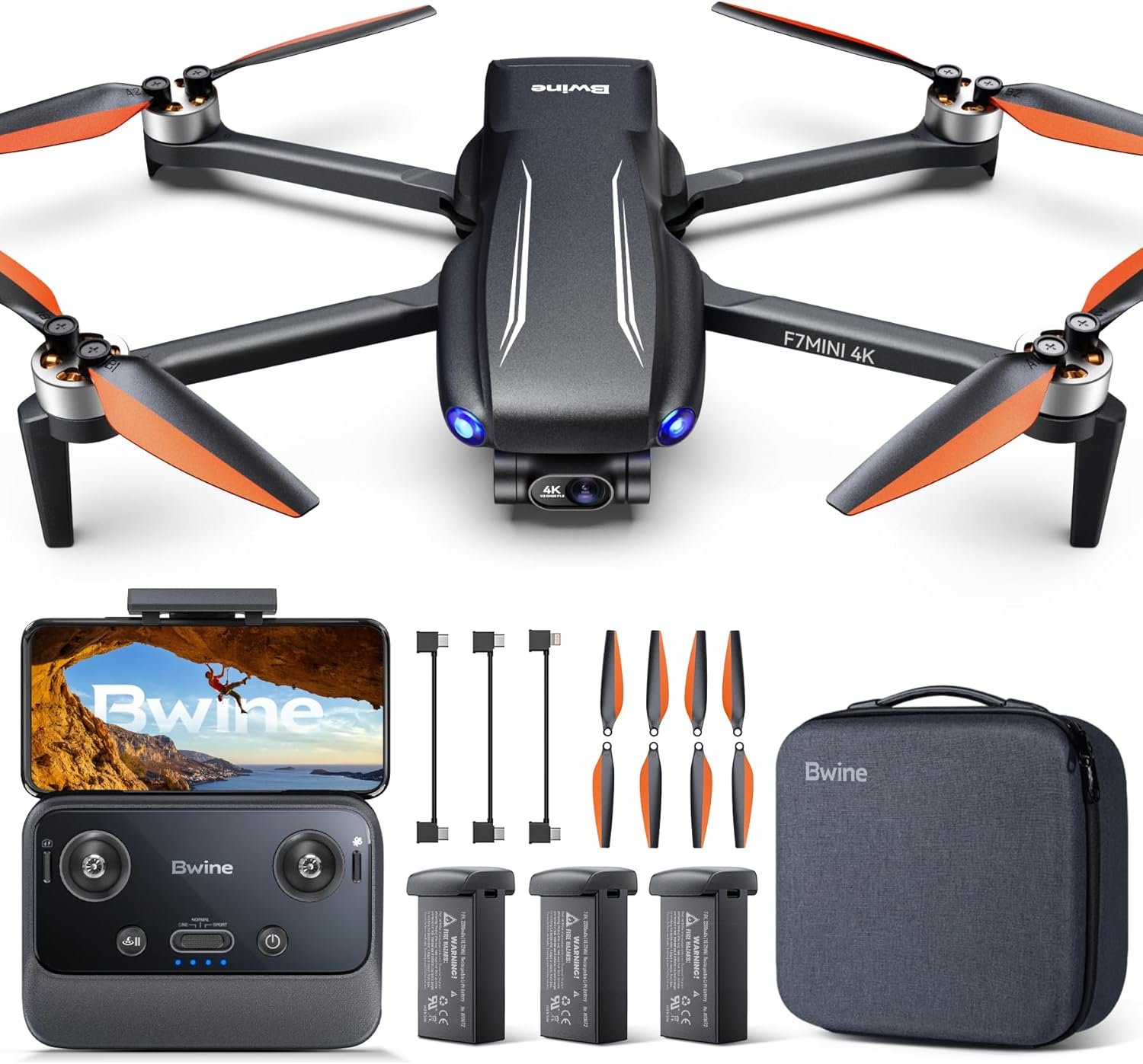 Bwine F7MINI 4K Video 8K Photo Drones with Camera for Adults 3-Axis Gimbal | 96Mins Flight, 249g FAA-exempt, 20000ft Long Range Transmission, Smart GPS, Auto Return, Follow Me, Waypoint, Beginner Mode