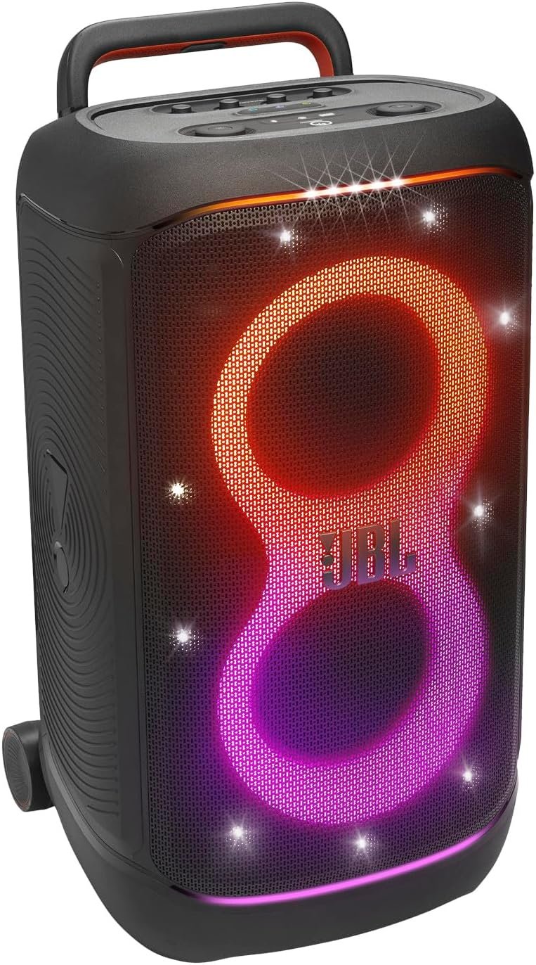 JBL PartyBox 520 – Portable Battery-Powered Party Speaker with AI Sound Boost, Up to 15 Hours of Play time, IPX4 Splash Proof, Multi-Speaker Connection by Auracast, and Telescopic Handle (Black)
