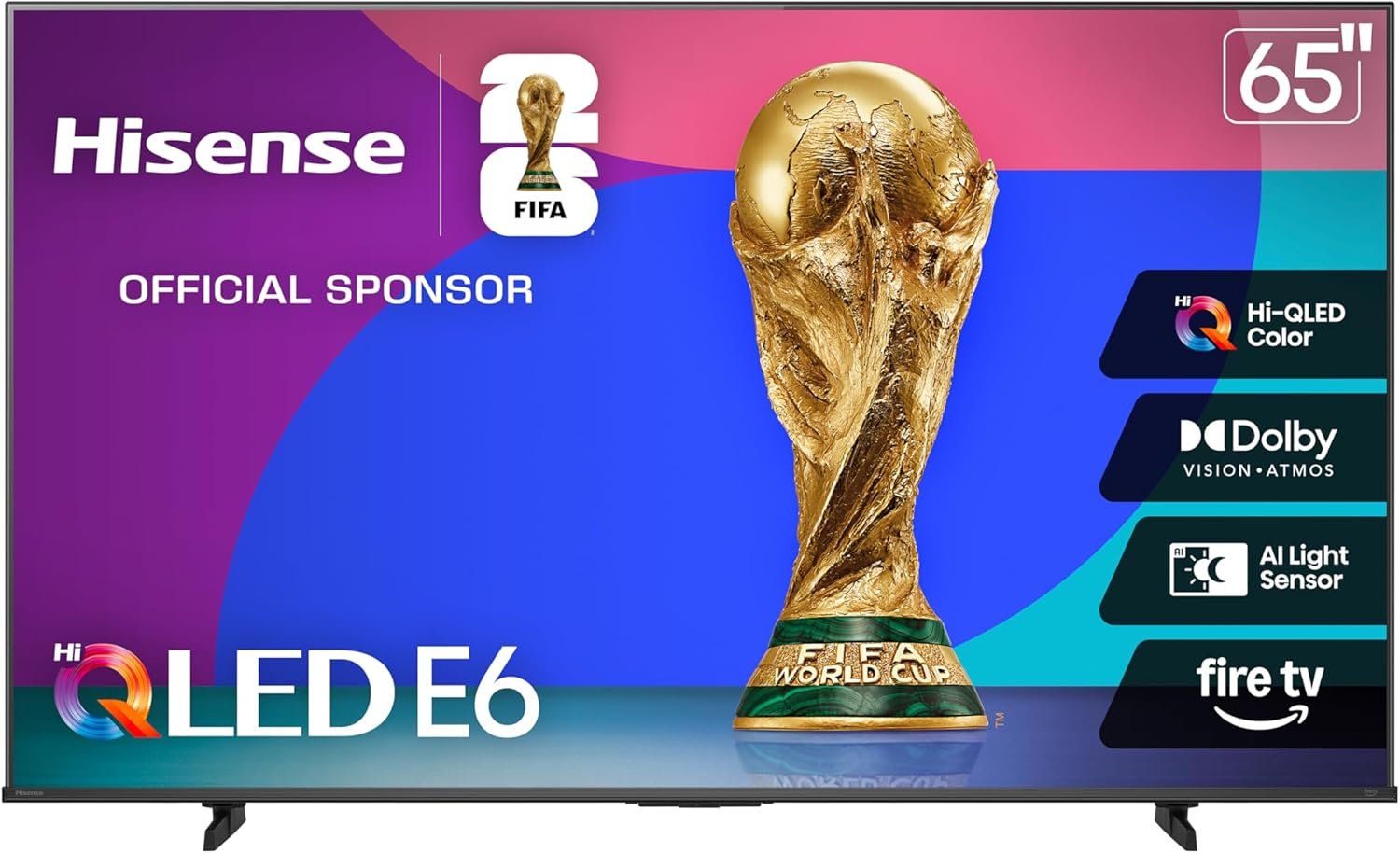 Hisense 65″ E6 Cinema Series Hi-QLED 4K UHD Smart Fire TV (65E6QF) -AI Light Sensor, Dolby Vision · Atmos, Voice Remote with Alexa, Motion Rate 120, HDR 10+ Adaptive, Game Mode Plus