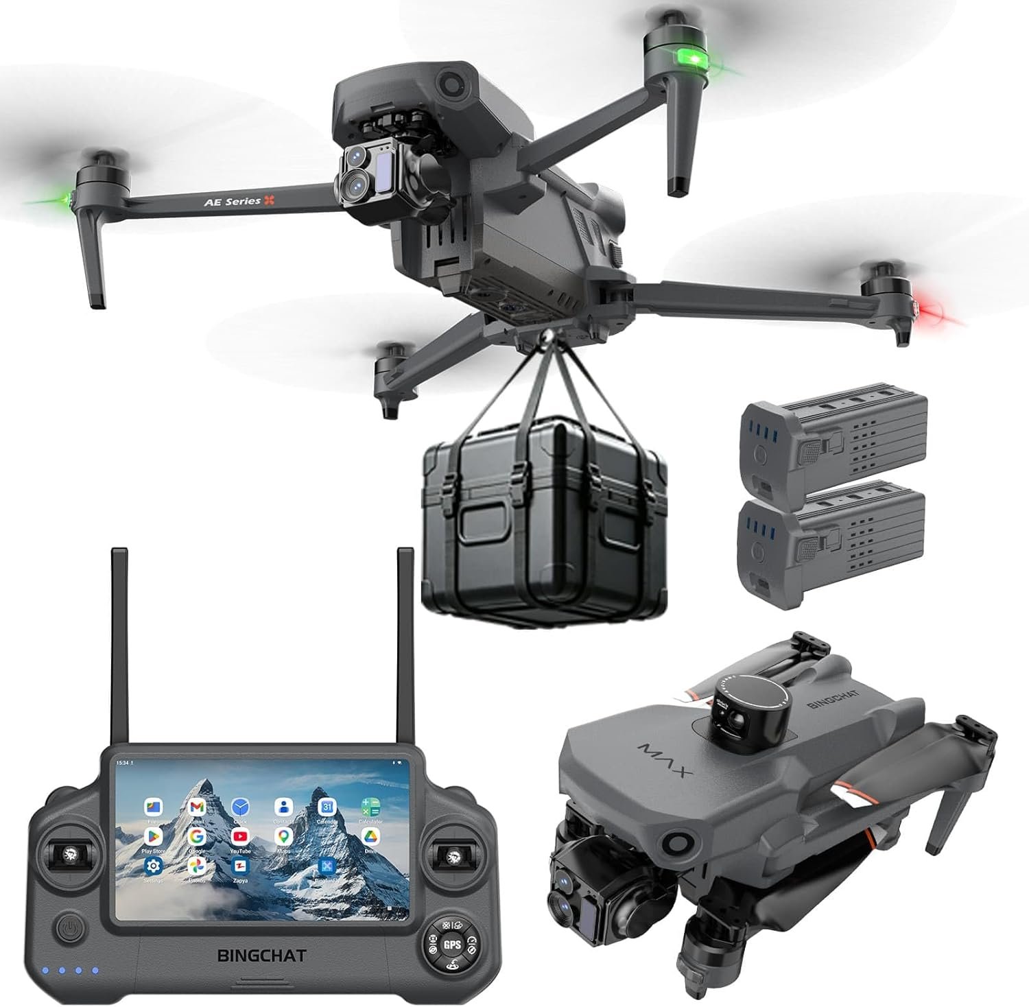 2026 Professional Tablet Remote Pro Drones with Camera for Adults 4k Videos, 360 Obstacle Avoidance, Payload Release, 3-Axis Gimbal, Night Mode, 90 Minutes Long Batteries, 6 Miles Safe Long Range, High Wind Resistance, Rainproof, Beginner Mode,DarkGrey