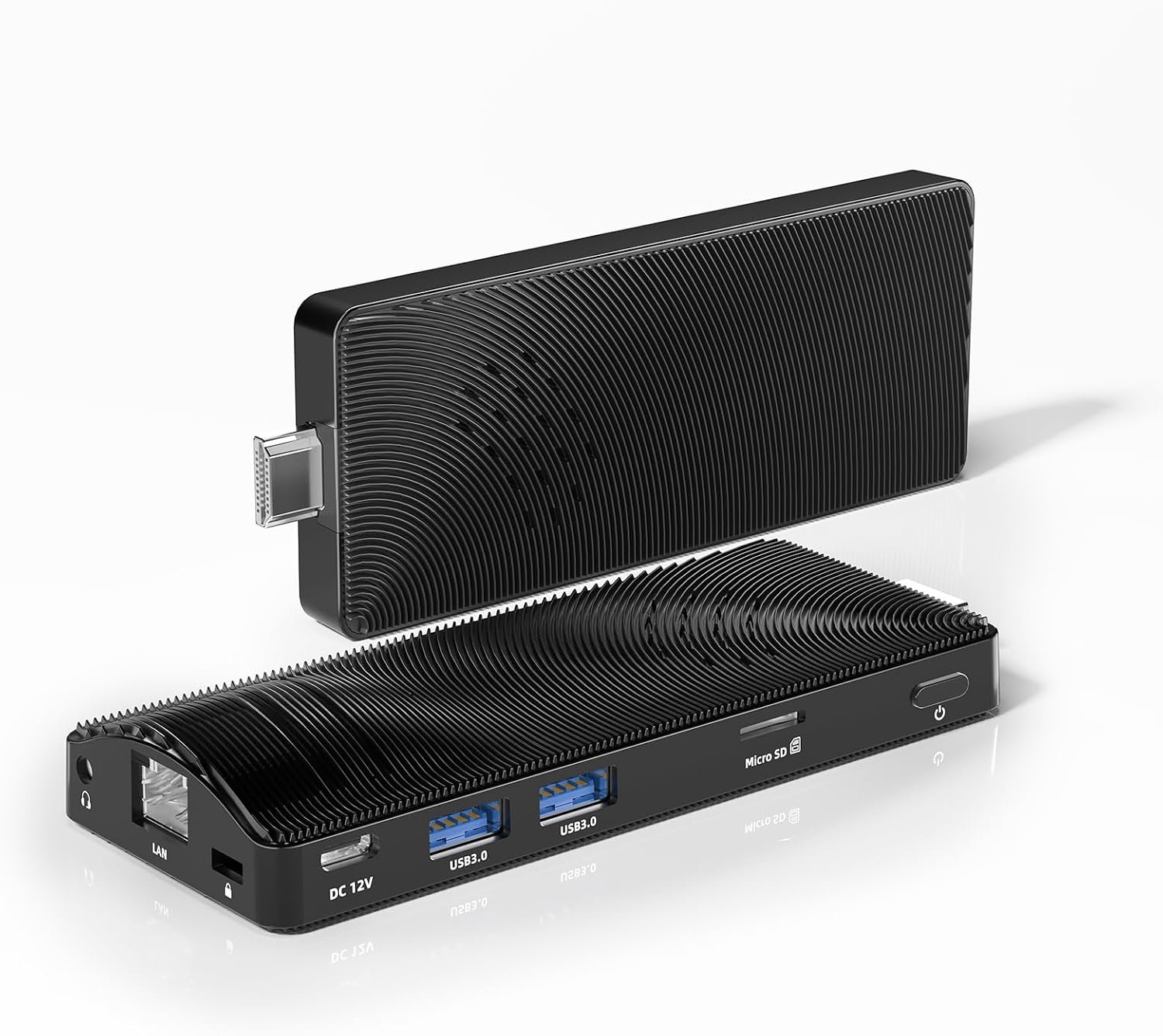 Fanless Mini PC Stick Win 10, Micro Desktop Computer Stick Celeron J3455 4GB 64GB eMMC (1.5 GHz), Small PC USB3.0 X 2 Gigabit Ethernet 4K 60Hz
