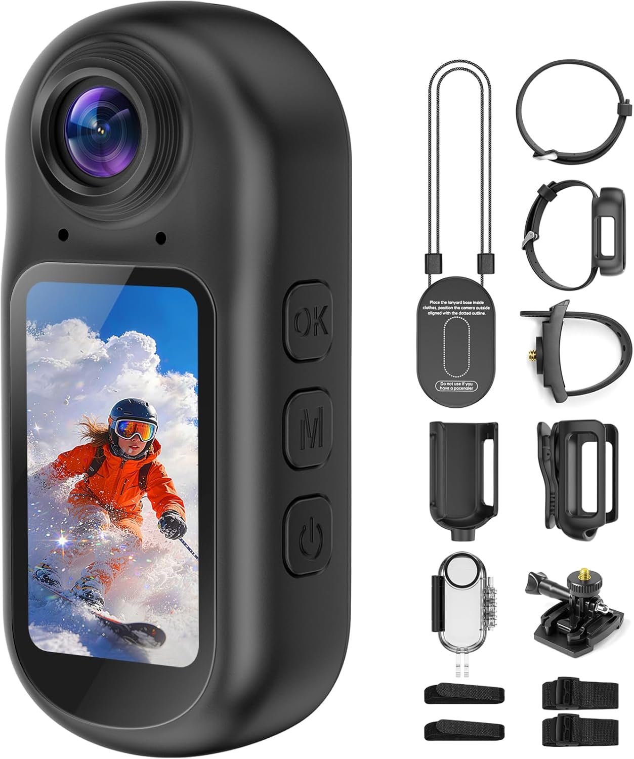 4K Mini Body Camera with Audio and Video Recording, Tiny Body Cam Action Camera with 1.5″ Screen, 6‑Axis EIS, WiFi + Bluetooth, Portable Clip On Wearable POV Camera for Motorcycle Helmet, Sports, Pet