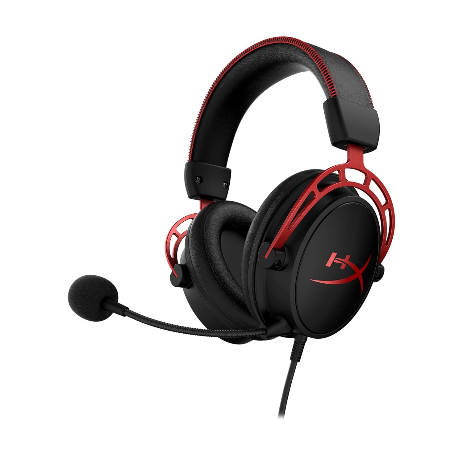 HyperX Cloud Alpha – Gaming Headset, Dual Chamber Drivers, Legendary Comfort, Aluminum Frame, Detachable Microphone, Works on PC, PS4, PS5, Xbox One, Xbox Series X|S, Nintendo Switch and Mobile – Red