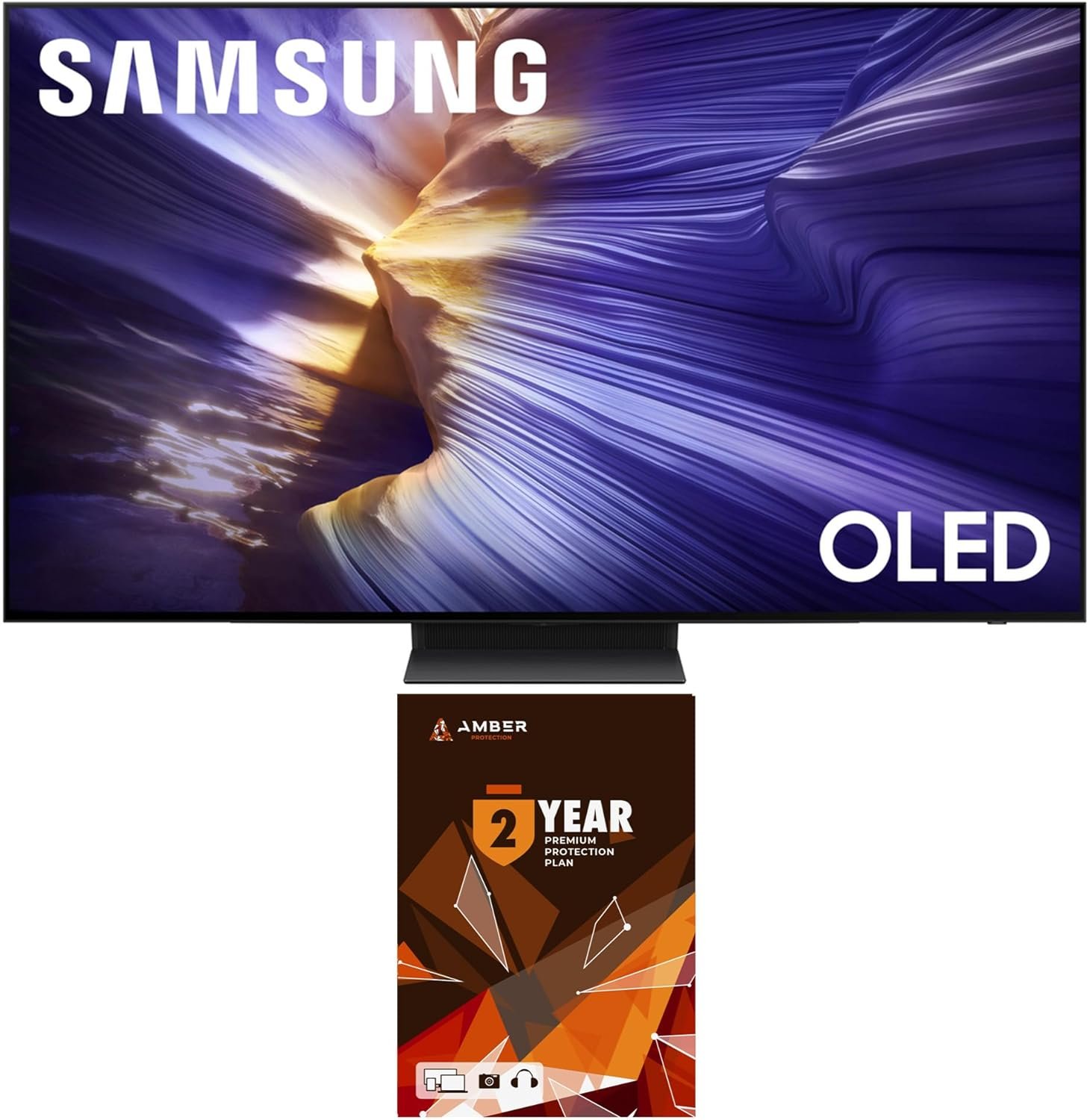 Samsung QN65S90FAFXZA 65 Inch 4K OLED Smart TV (2025) with Dolby Atmos and 2 Year Amber Protection Plan