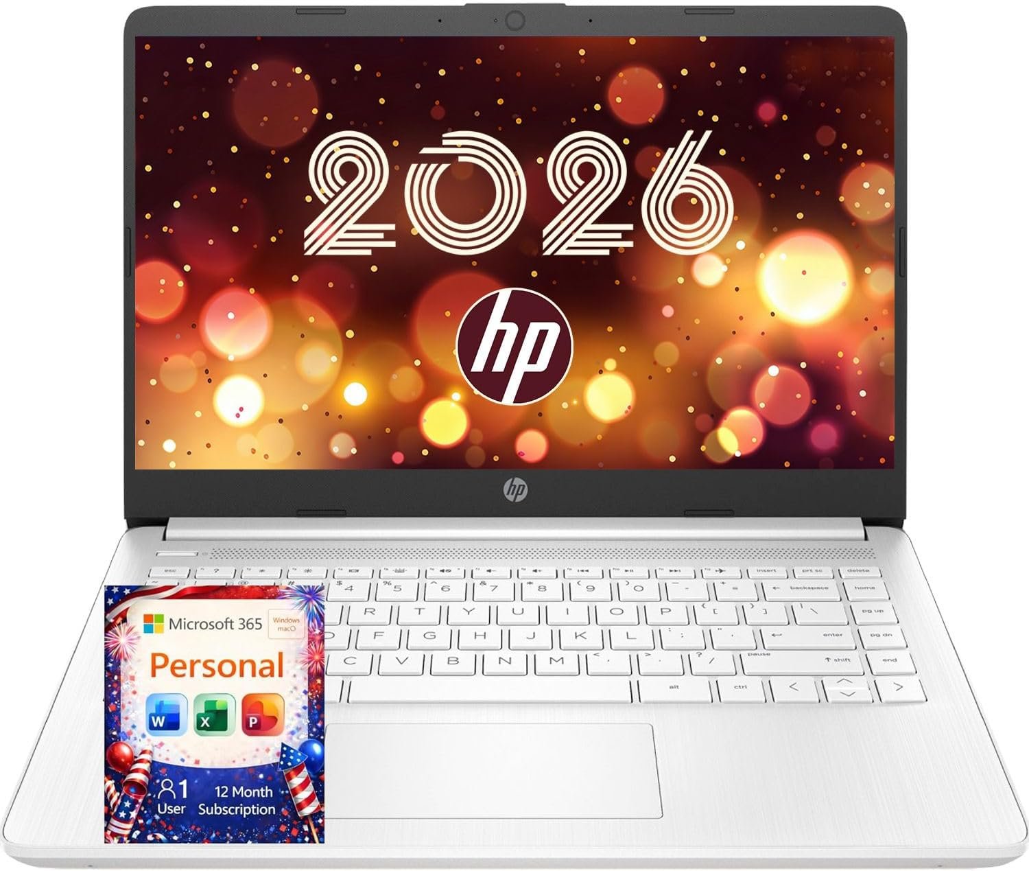 HP Ultrabook Laptop with Copilot AI • 2026 Edition • Latest Intel 4-Core N150 CPU • 32GB RAM • 128GB SSD + 1TB OneDrive, Microsoft Office 365 Included • Windows 11, Thin & Portable | w/o Mouse