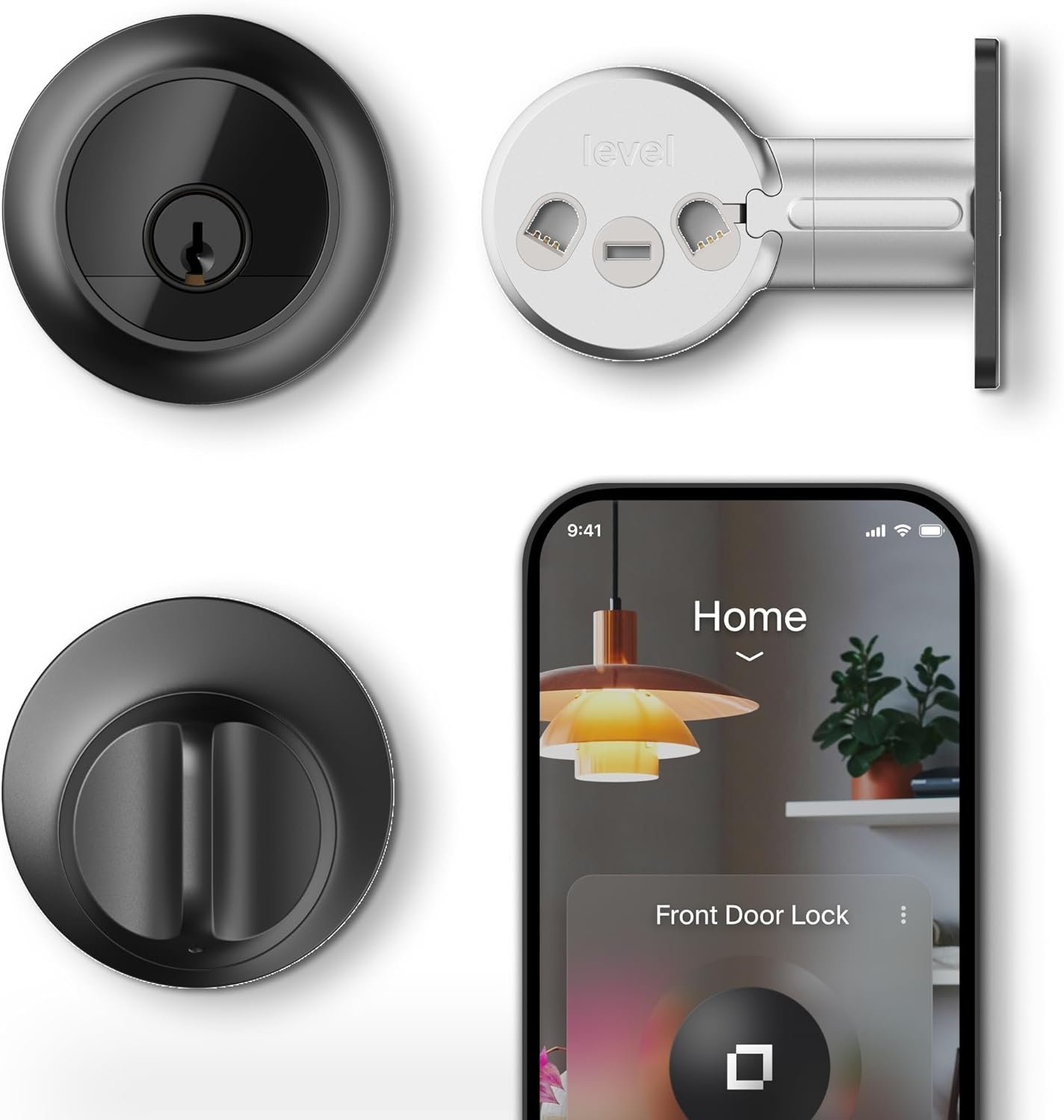 Level Lock Pro – World’s Smallest, Fastest, Innovative Smart Lock – Matter-Over-Thread Deadbolt Plus Apple Home Key – Keyless & Remote Access via Apple, Alexa, Google Home, SmartThings (Matte Black)