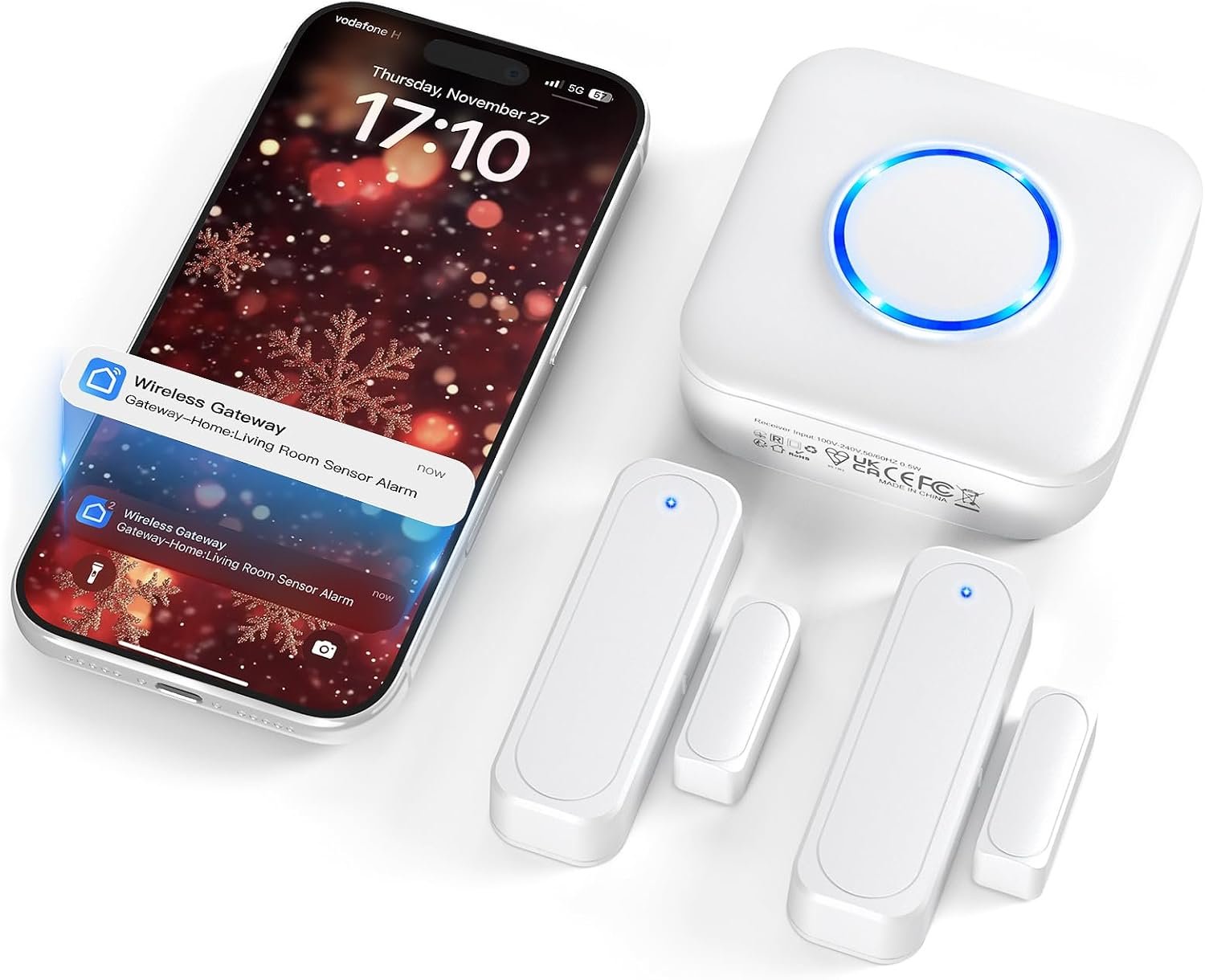 Door Chime, Smart WiFi Door Sensor Chime Window Sensor Alarm for Business/Kids Safety/Home Security Alert Your Phone, 500 FT Range, 32 Ringtones, 5 Adjustable Volumes, Free App Notifications