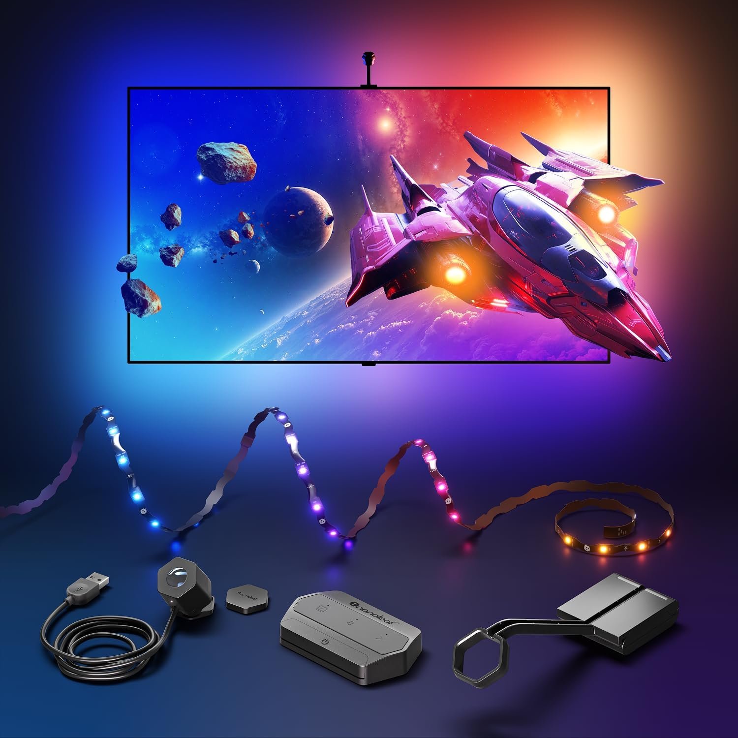 Nanoleaf 4D V2 TV LED Backlight, Smart Addressable Gradient Lightstrip Kit with Screen Sync, Multicolor Immersive LED Lightstrip Zigzag, Bias Lighting for Home Theatre & Gaming, Fits Up to 65″ TV
