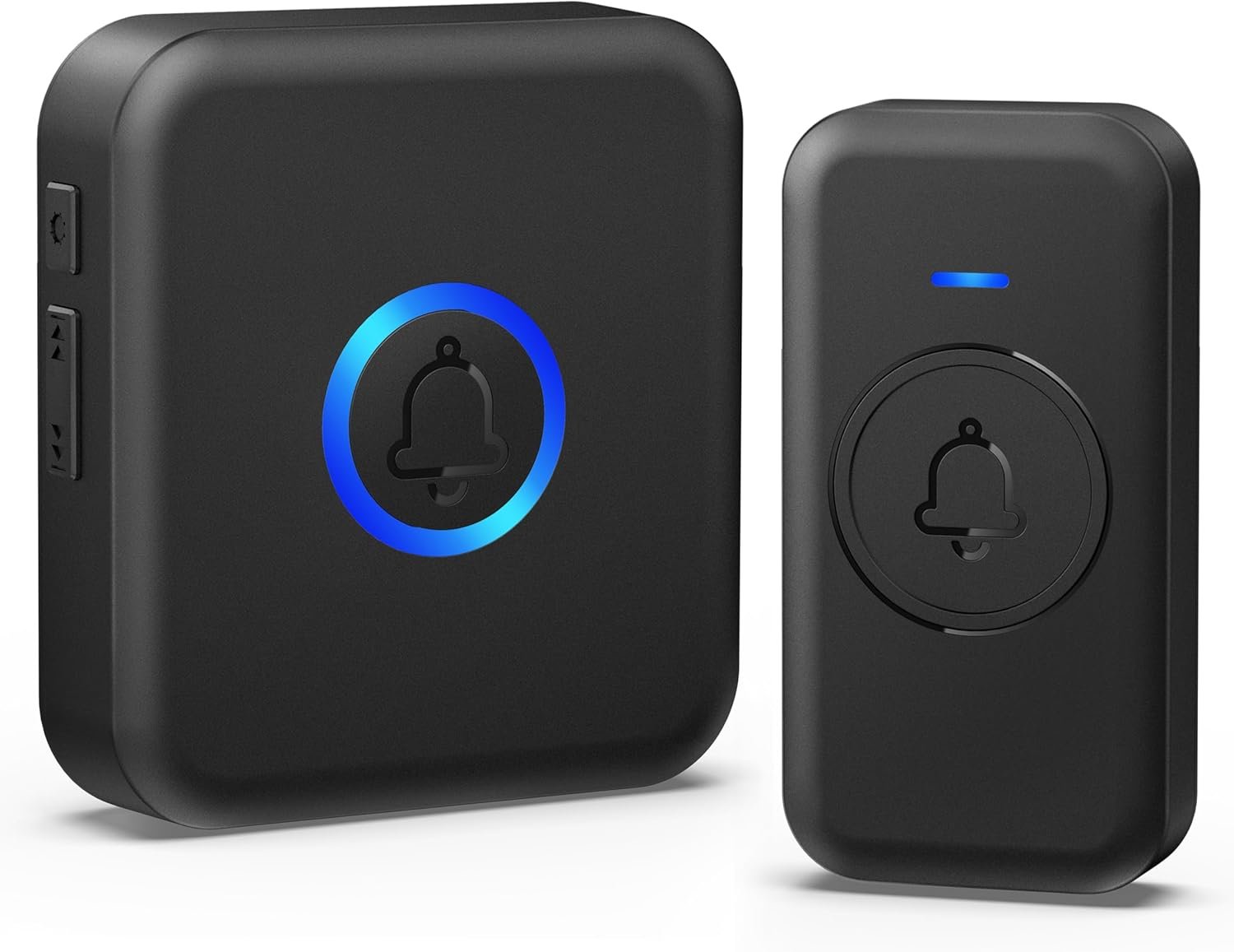 FOVKSUC Wireless Doorbell, Waterproof Door Bell with 60 Chimes, 5 Volume Levels & 2 Mute Modes, Loud Doorbells Wireless for Home Classroom Office (1 Receiver & 1 Button, Black, American Plug)