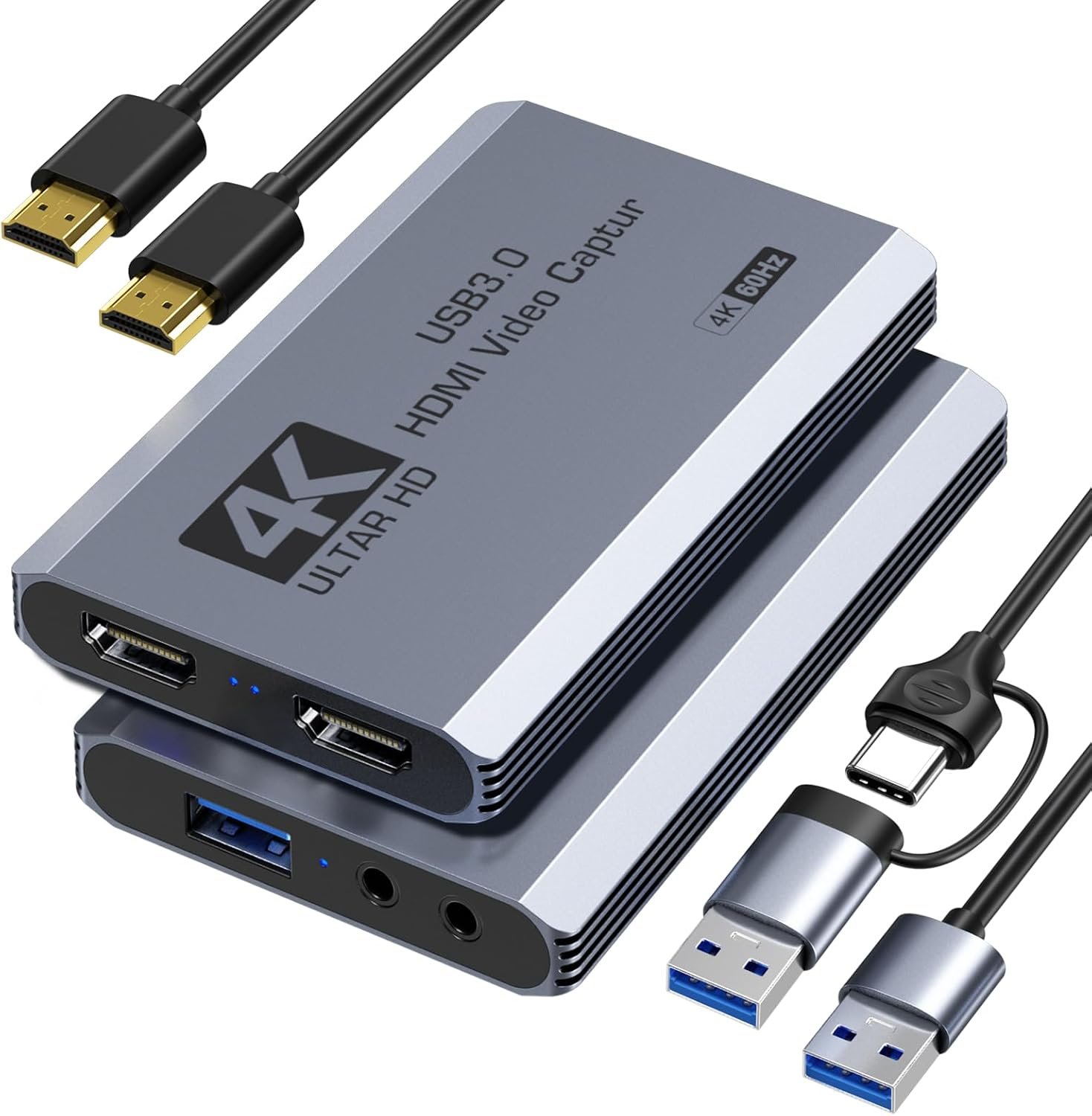 XIIXMASK Video Capture Card, USB 3.0 Capture Card 4K HDMI Loop-Out, 4K 60FPS/1080P 240FPS Video Game Capture for Works for PS5/Camera/PC/Streaming