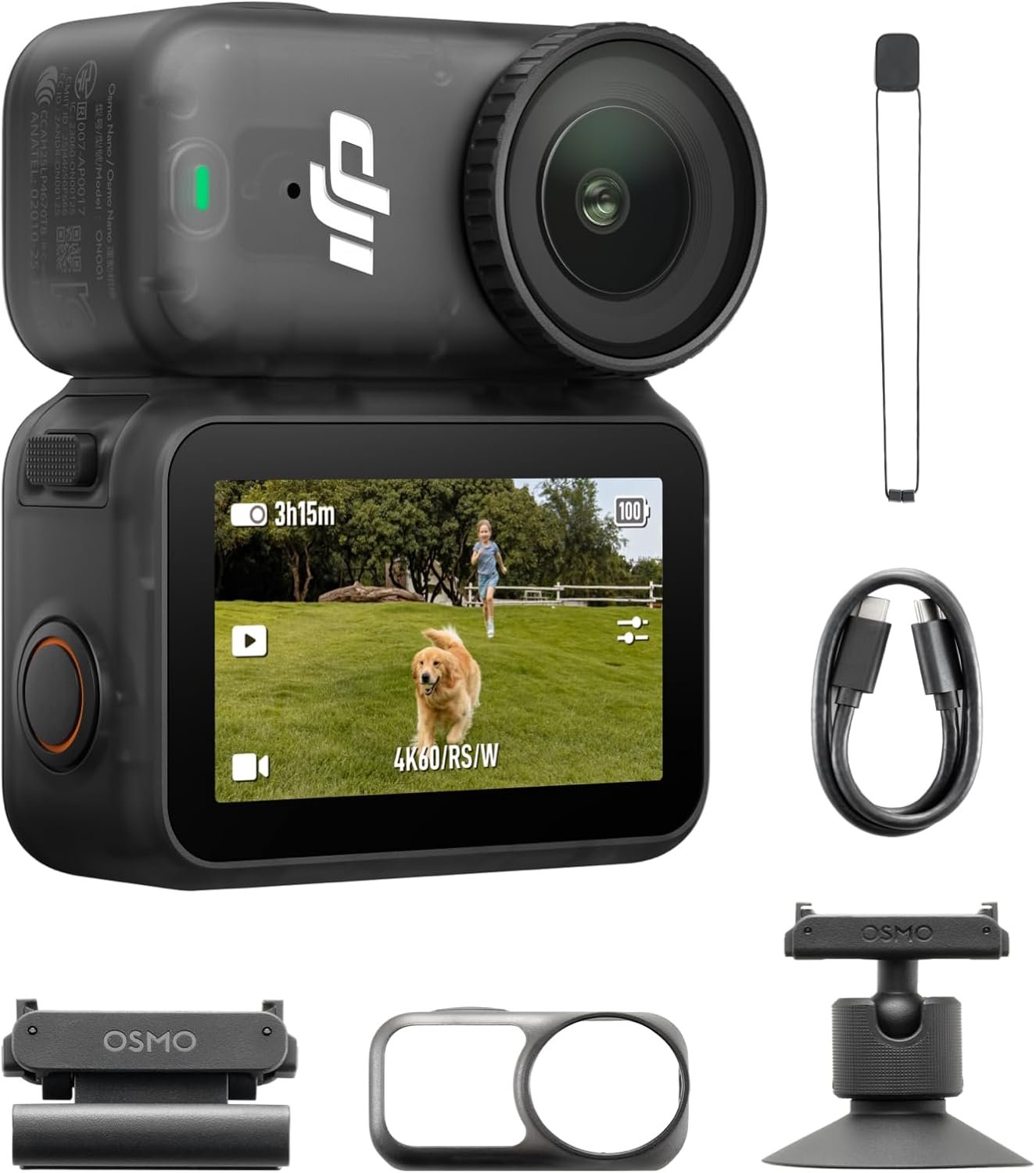 DJI Osmo Nano Standard Combo (64GB), 4K Wearable Camera, 1/1.3″ Sensor | 1/1.3″ Sensor | 4K/60fps & 143° Wide FOV | 200-Min Battery | Swift Content Transfer | Magnetic Wearable Design