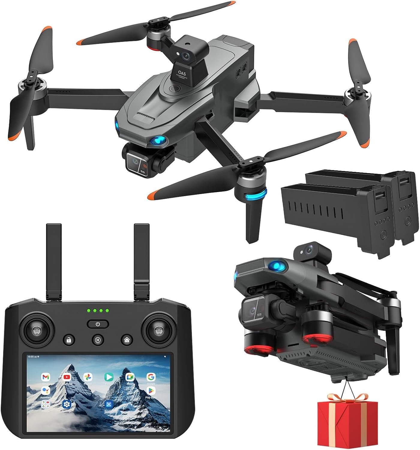 NewUpgraded Tablet Remote Professional Drones with Camera for Adults 4K HD, 360 Obstacle Avoidance, 3 Axis Gimbal, Payload Release, High Wind Resistance, Up to 5 Miles Range, 84 Minutes Long Batteries, Follow Me