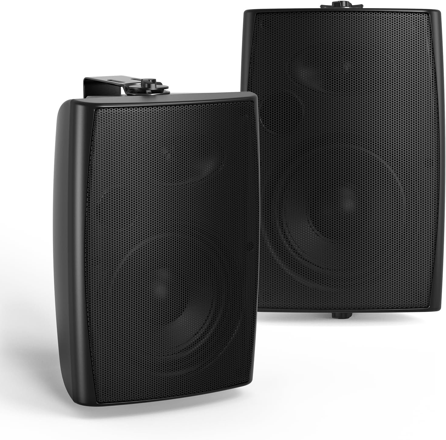 Herdio 4″ Passive Outdoor Speakers Waterproof Wired, 200W Wall Mount Speakers with Superior Sound,Dual Swivel Brackets for Patio/Deck/Backyard (Pair, Black)