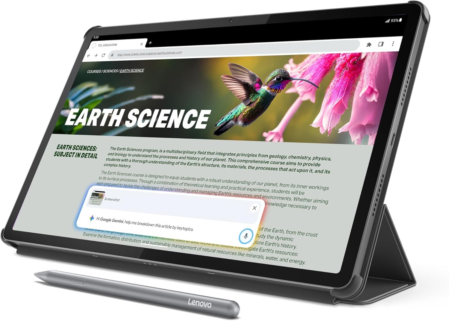 Lenovo Idea Tab Pro with Google Gemini – Student Tablet – 12.7” 3K LCD Display – 8 GB Memory – 128 GB Storage – MediaTek Dimensity 8300 – Includes Pen and Folio Case