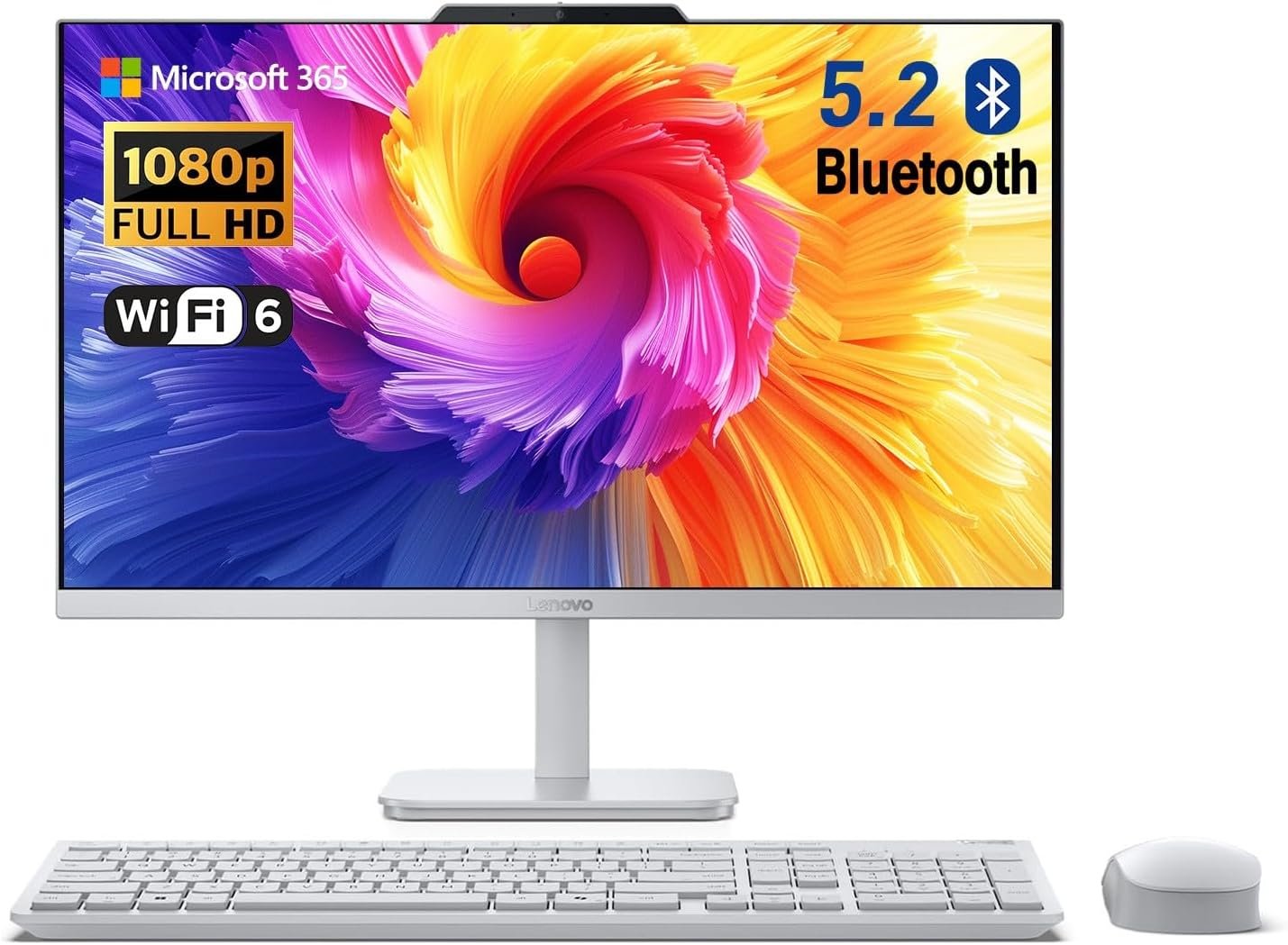 Lenovo A100 24″ IPS FHD All in One Desktop Computer, Intel 8-core CPU, 8GB RAM, 512GB SSD Storage, Wireless Keyboard & Mouse Included, Support Dual-Display, HDMI, Windows 11, Cloud Grey