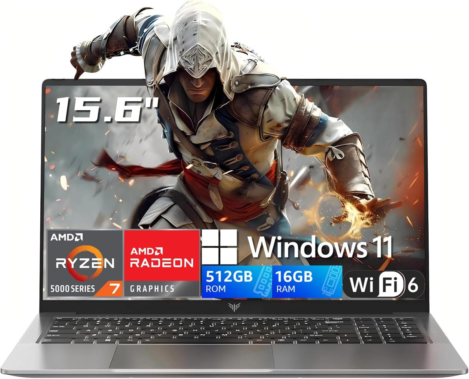 2026 AMD Gaming Laptop with Ryzen 7 5700U Processor(8C/16T, Up to 4.3GHz), 15.6″ Display Gaming Computer, AMD Radeon™ Graphics, 16GB RAM 512GB NVMe SSD, BK, WiFi 6, HDMI, Type-C, Webcam Cover Slide