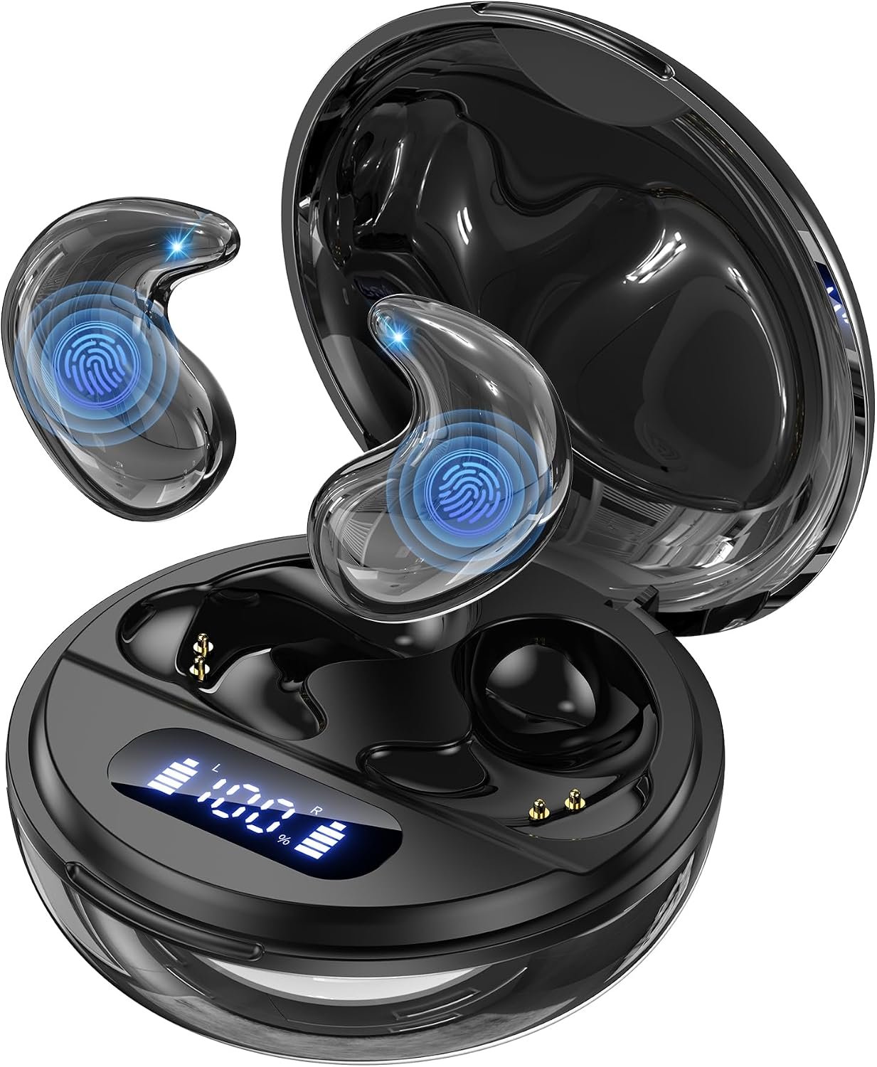Side Sleeper Sleep Earbuds, Ultra Flat Invisible Hidden Bluetooth Headphones, Zero Pressure White Noise Sleep Earphones, No Lights or Pop-Up Alerts for All Night Comfortable Undisturbed Sleep
