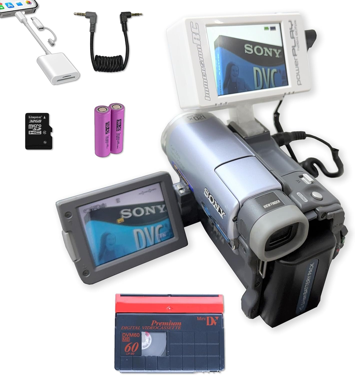 Powerplay ImmersionRC microSD Card Recorder Tapeless Bundle w/miniDV Tape Player Vintage CCD Nightshot Camcorder