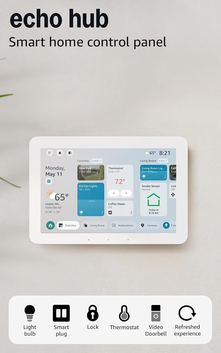 Amazon Echo Hub (newest model), 8” smart home control panel, Designed for Alexa+, Compatible with thousands of devices