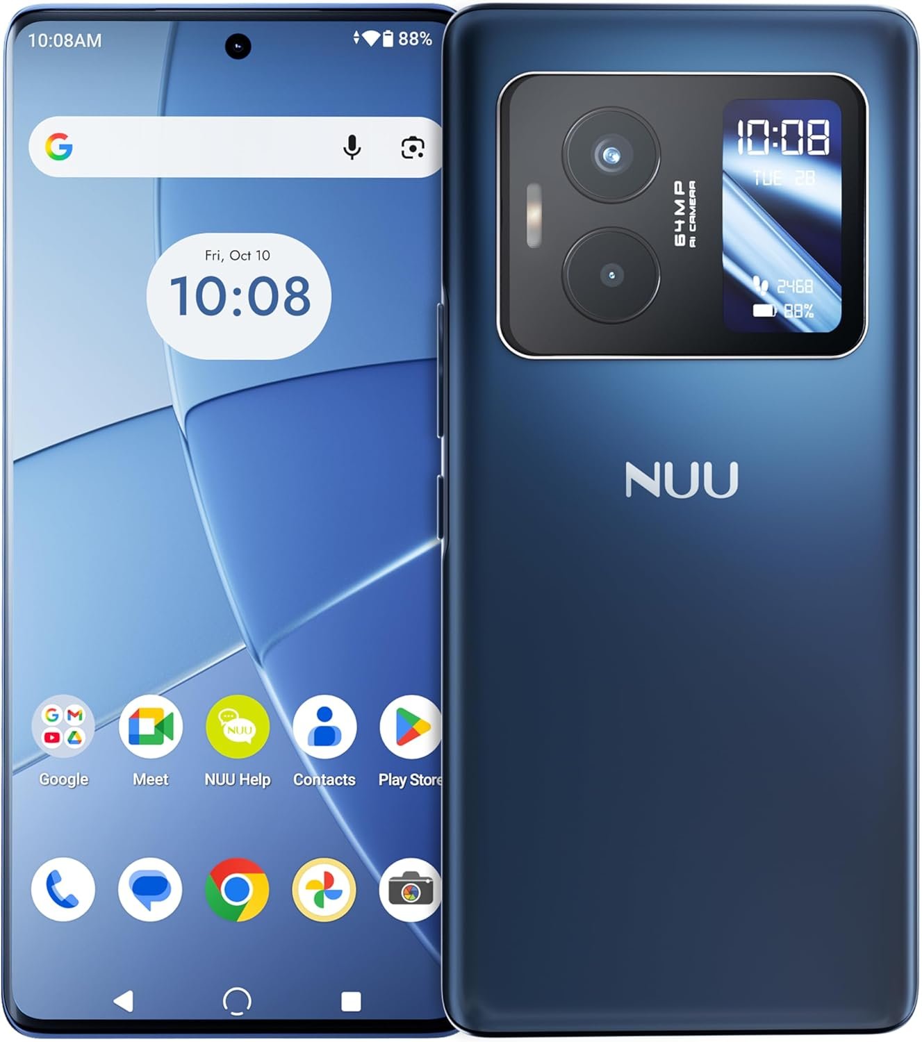 NUU B40 5G Cell Phone Unlocked, T-Mobile,8GB+256GB, Midnight Grey | Dual SIM, Dual AMOLED Display,120Hz, 64 MP Camera, Unlocked Android 15 Phone, US Version, US 1 Yr Warranty