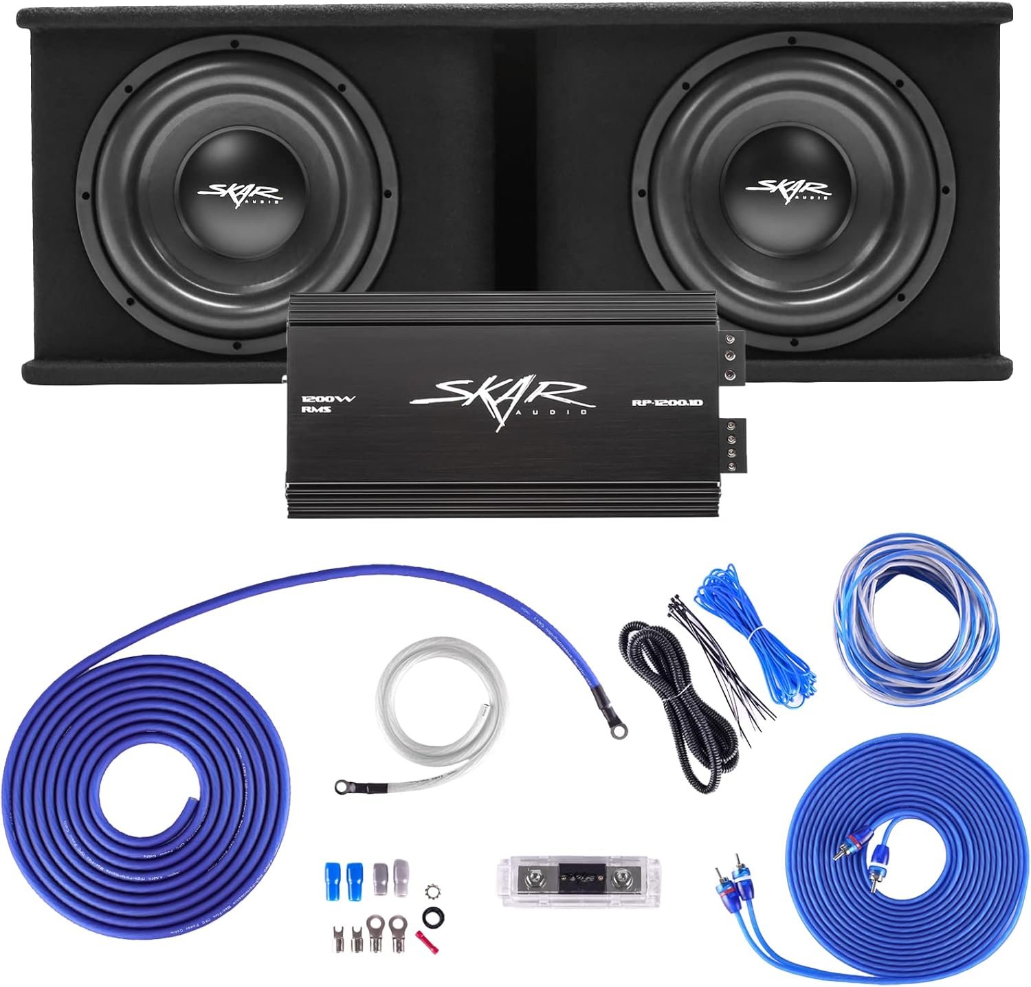 Skar Audio Dual 12″ Complete 2,400 Watt SDR Series Subwoofer Bass Package – Includes Loaded Enclosure with Amplifier
