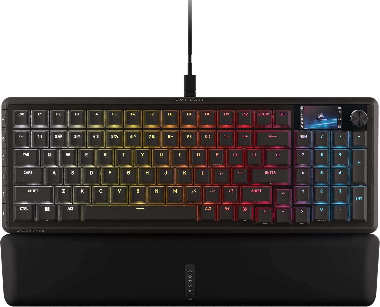 Corsair Vanguard 96 Wired Mechanical Gaming Keyboard – 96% Layout, MLX Plasma Linear Switches, 8000Hz Polling, LCD Display, Virtual Stream Deck, G-Keys, SOCD Flashtap, QWERTY US – Black