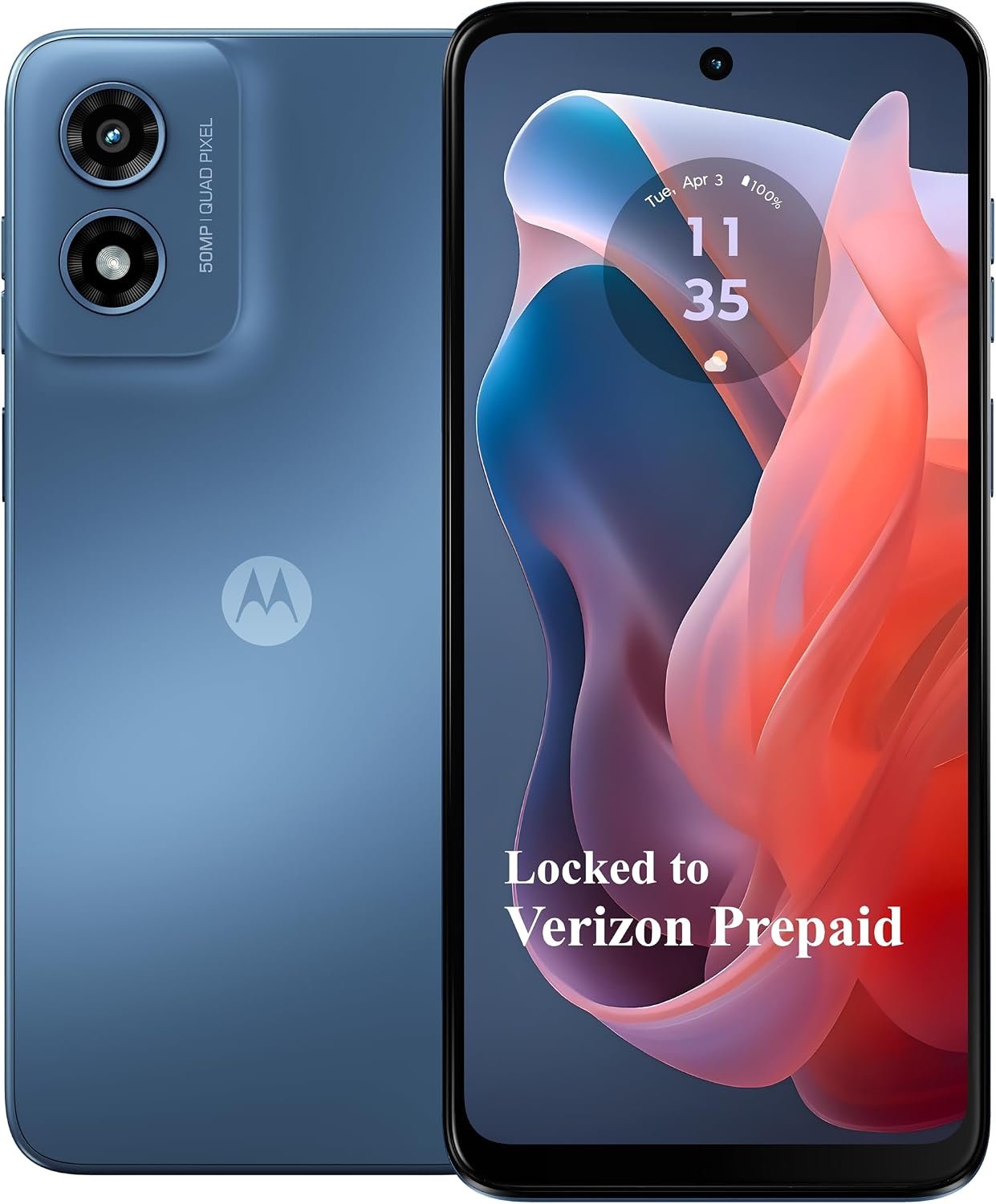 Verizon Prepaid Motorola moto g Play 2024, 64GB, Sapphire Blue – LOCKED – Prepaid Smartphone, 6.5″ 90Hz HD+ Display, 50MP Camera System, Long-Lasting 5000mAh Battery – NOT COMPATIBLE WITH VZ POST PAID