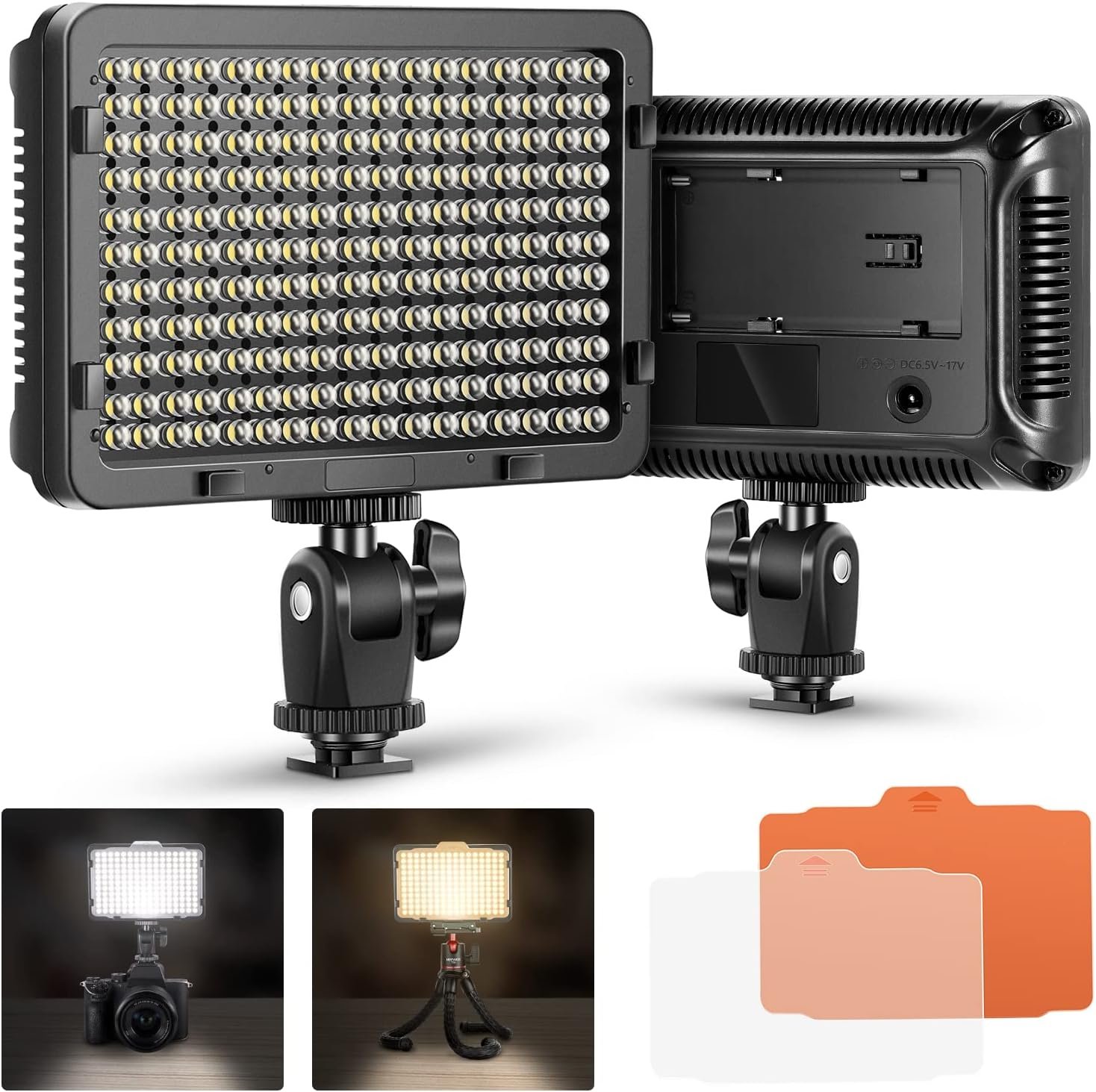 Neewer on Camera Video Light Photo Dimmable 176 LED Panel with 1/4″ Thread for Canon, Nikon, Sony and Other DSLR Cameras, 5600K (Battery Not Included)