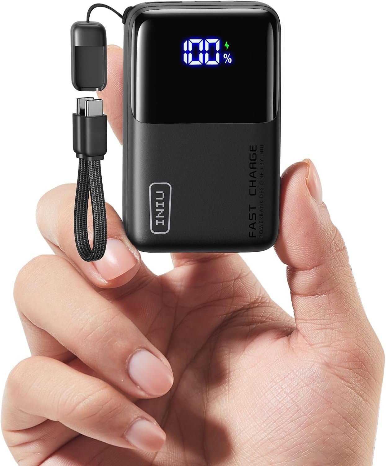 INIU Portable Charger, Ultra Mini 10000mAh 45W Fast Charging with Detachable Cable, Flight-Safe Travel USB C Power Bank External Phone Battery Pack for Xiaomi iPhone 17 16 Samsung S26 Google iPad etc