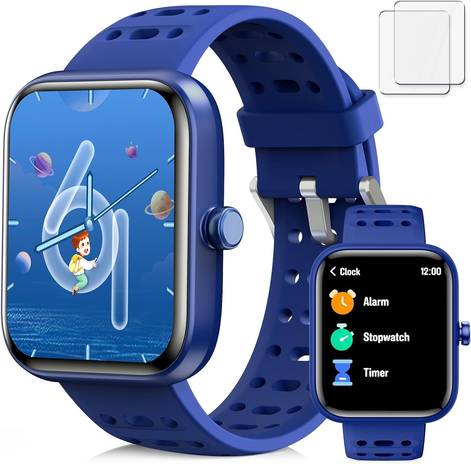 Smart Watch for Kids, Kids Smart Watch with Sleep, Heart Rate Monitor & Fitness Tracker, Kid Watch with Puzzle Games, Sports Modes & DIY Dials, Kid’s Gifts for Birthday, Children’s Day, Reward-Blue