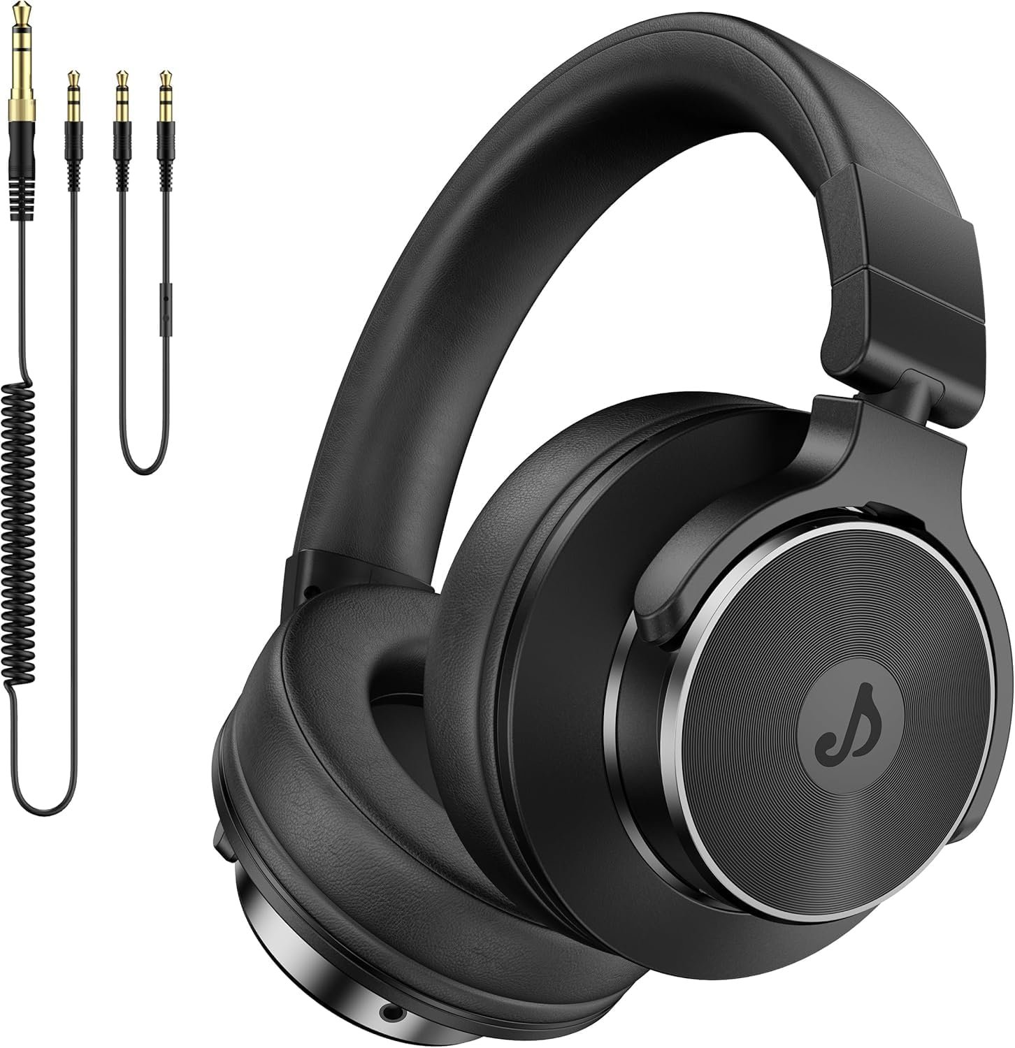 syndesmons Wired Headphones, Over Ear Headphones for Studio Monitor & Mixing DJ, Stereo Headsets with 50mm Drivers and 1/4 to 3.5mm Jack for Guitar AMP Podcast Keyboard Computer Recording, Black