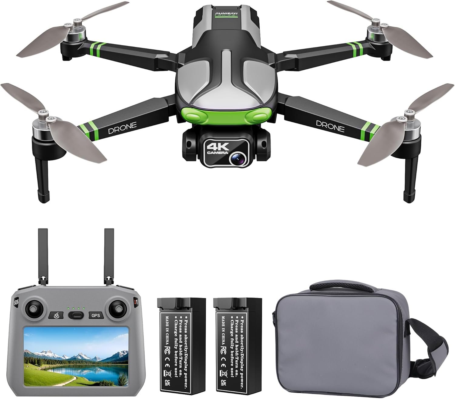 GPS Drones with Camera for Adults 4K, 5.7″ FPV Touchscreen, 100-Min Flight Time, GPS Follow, Auto Return, Beginner Mode, Long Range Transmission, RC Quadcopter, Foldable RC Drone with 2 Batteries