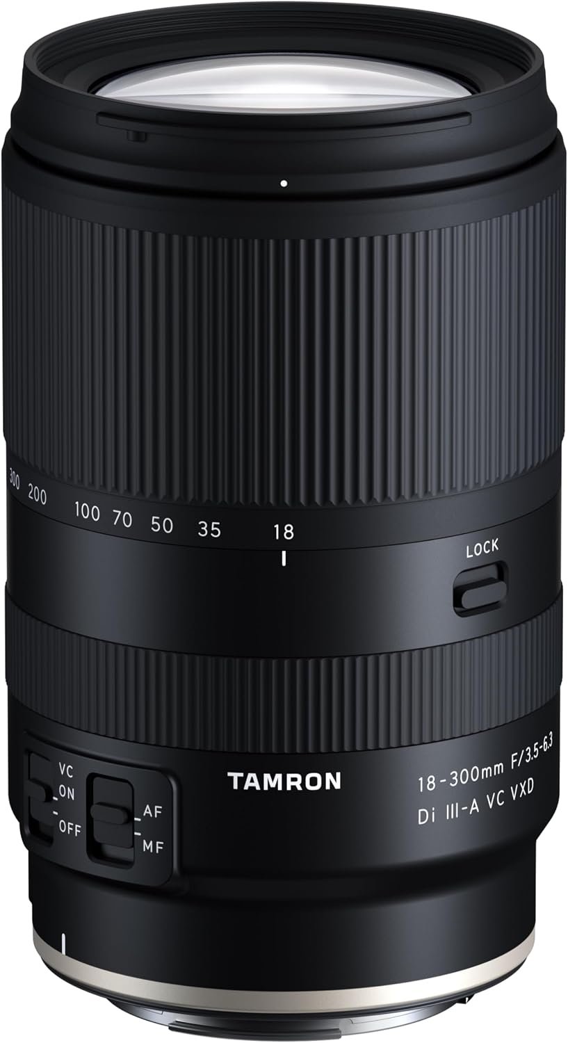 Tamron 18-300mm F/3.5-6.3 Di III-A VC VXD Zoom Lens – All-in-One Versatile Range – Vibration Compensation System – Canon R APS-C Mirrorless – Black – Travel, Wildlife, Sports, Portrait Photography