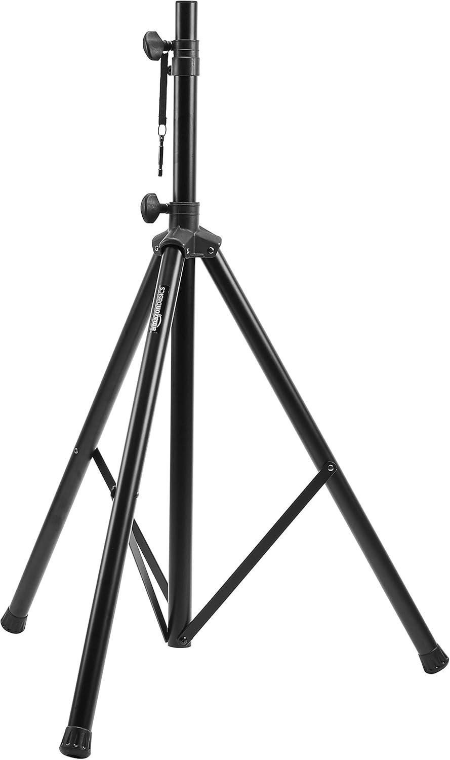 Amazon Basics Adjustable Height Tripod Speaker Stand, Sturdy Steel, Holds up to 99.2 lbs, 52″ to 73″, Black