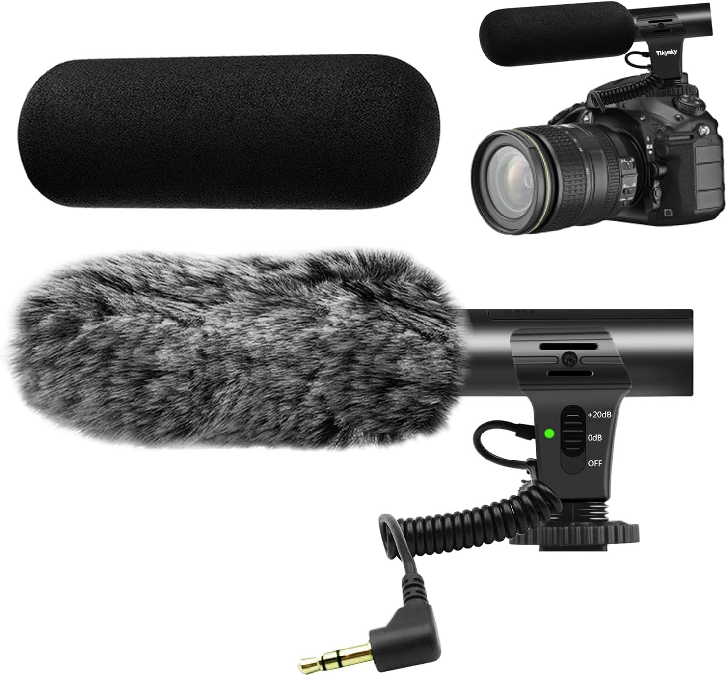 Camera Microphone, Video Microphone for DSLR Close Interview Shotgun Mic for Canon Nikon Sony Fuji Mic with Windscreen, Compatible with Camera with 3.5mm (1/8″) TRS Plug