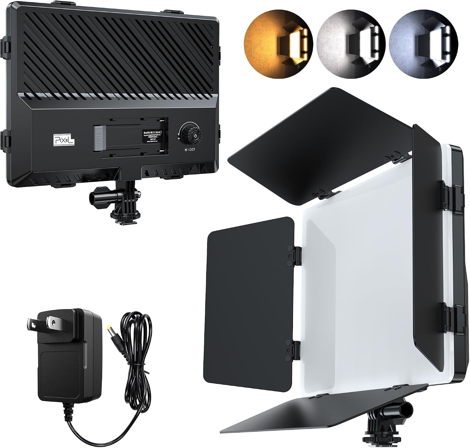 Pixel LED Video Light Panel Photography Camera Lighting 20W Bi-Color Dimmable 2500-6500K Led Studio Streaming Lights Photo Video Shooting (Battery Not Included)