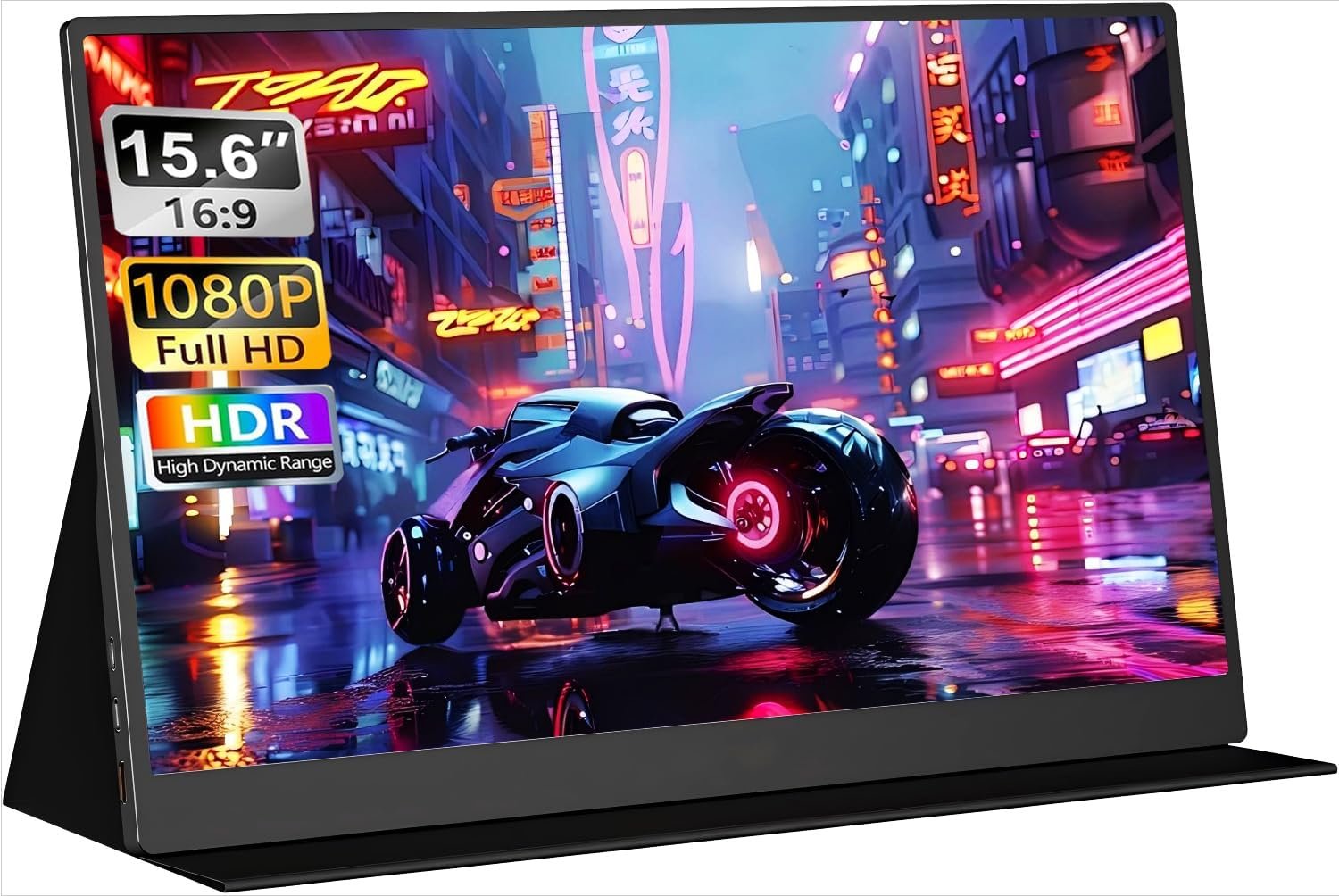 Portable Monitor 15.6″ FHD 1080P IPS/HDR, USB-C/HDMI Second External Monitor for Laptop, Desktop, MacBook, Phones, Tablet, PS5/4, Xbox, Switch, Ultra-Slim Built-in Speaker with Smart Cover