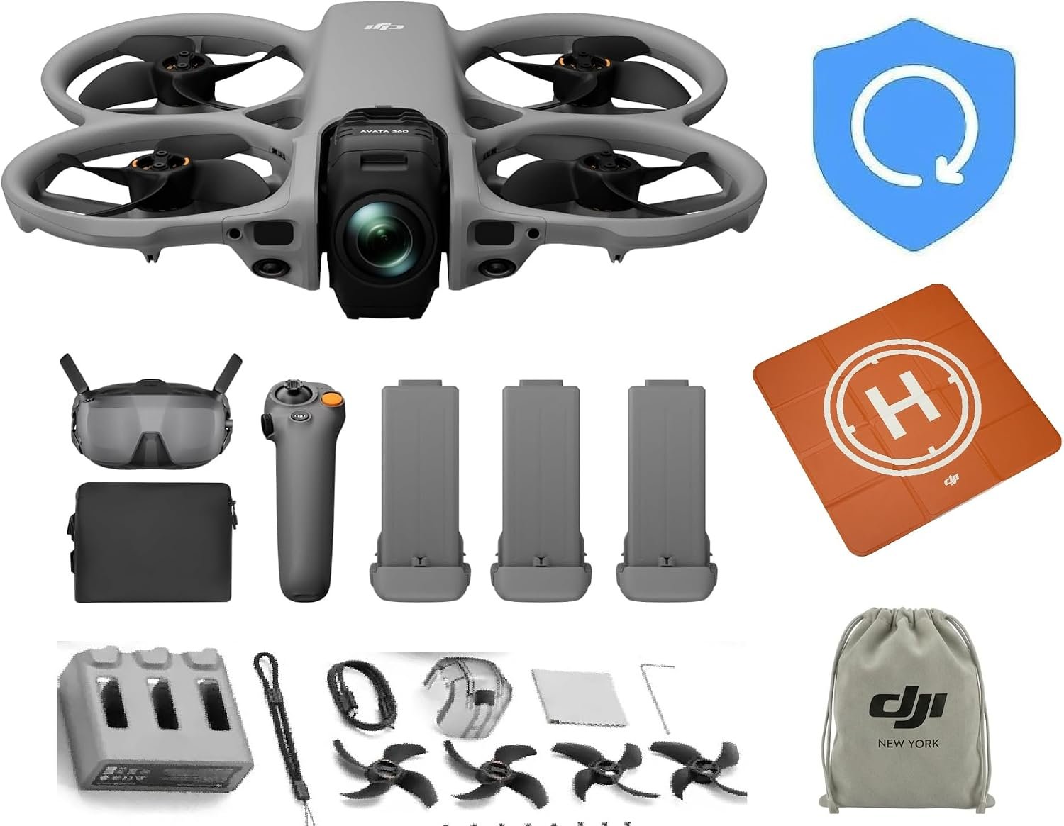 DJI Avata 360 Motion Fly More Combo, 360° Drone With 1-Inch 8K 360° Imaging, 360° Camera Drone With Propeller Guard. Includes Goggles N3 and RC Motion 3 for Intuitive Motion Control 1 year NYC Care Plan and more