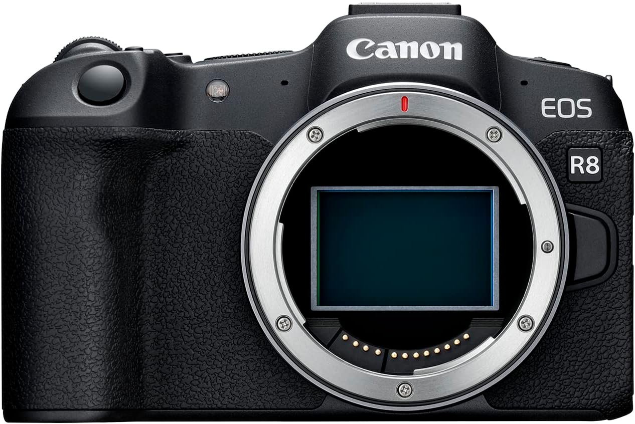 Canon EOS R8 Mirrorless Camera Body, Full‑Frame CMOS Sensor, 24.2 Megapixels, 4K 60p Video, Dual Pixel Autofocus II, Lightweight Camera for Content Creation, Photography and Vlogging, Black