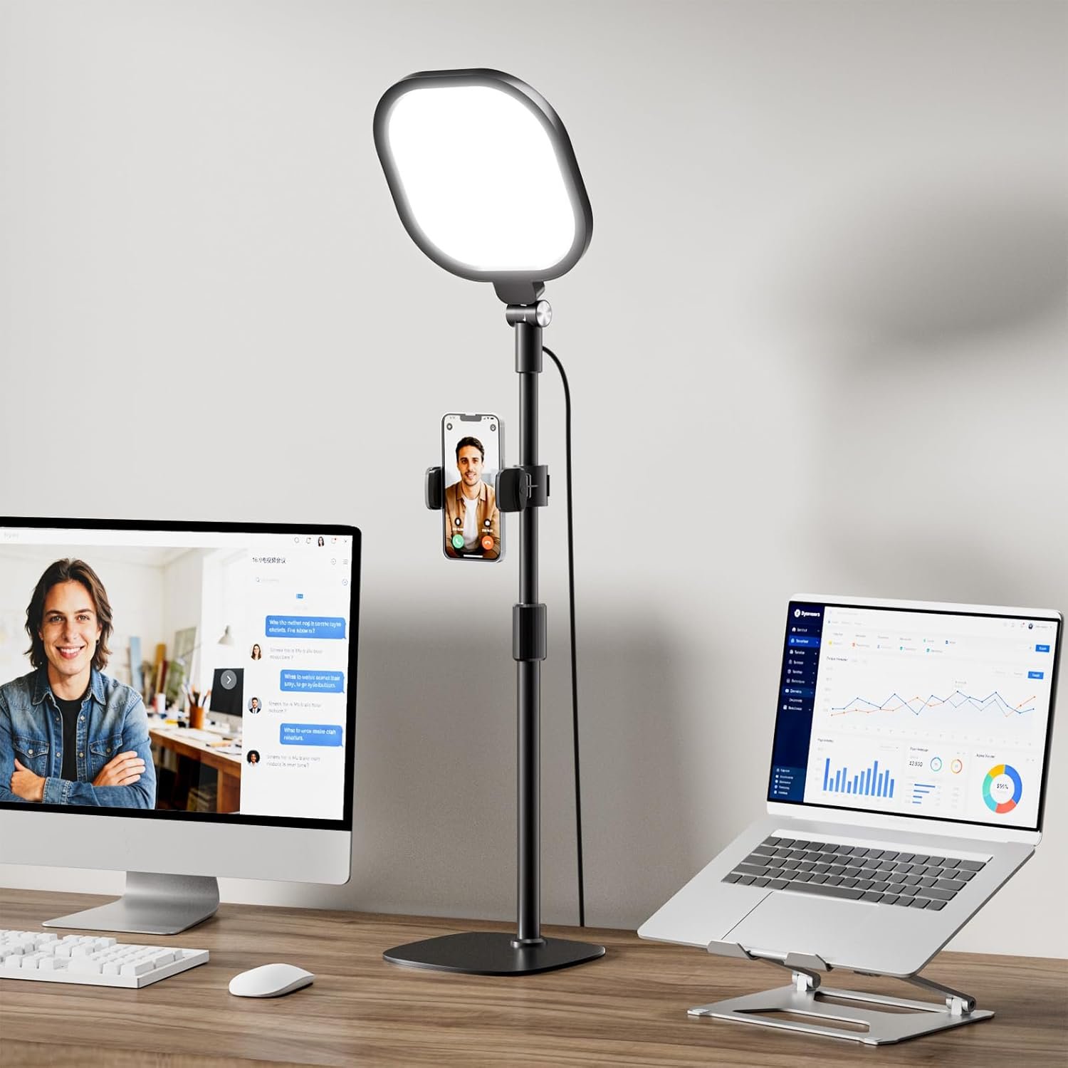 LitONES Video Conference Lighting for Zoom Meeting, Ring Light for Desk with Flexible Stand, 30 Light Modes Ring Light for Computer, Video Lights & Memory Func for Video Calls, Live Stream, Webcam