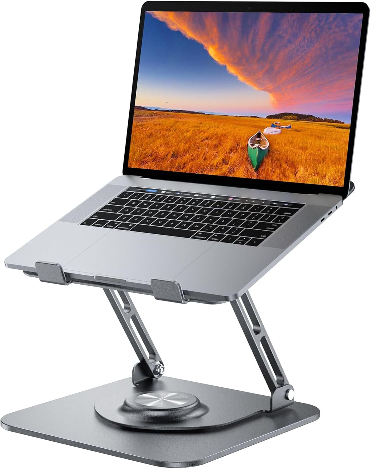 JOYEKY Laptop Stand for Desk, Adjustable Computer Stand with 360° Rotating Base, Ergonomic Laptop Riser for Collaborative Work, Foldable & Portable Laptop Stand, fits for All 10-16″ Laptops